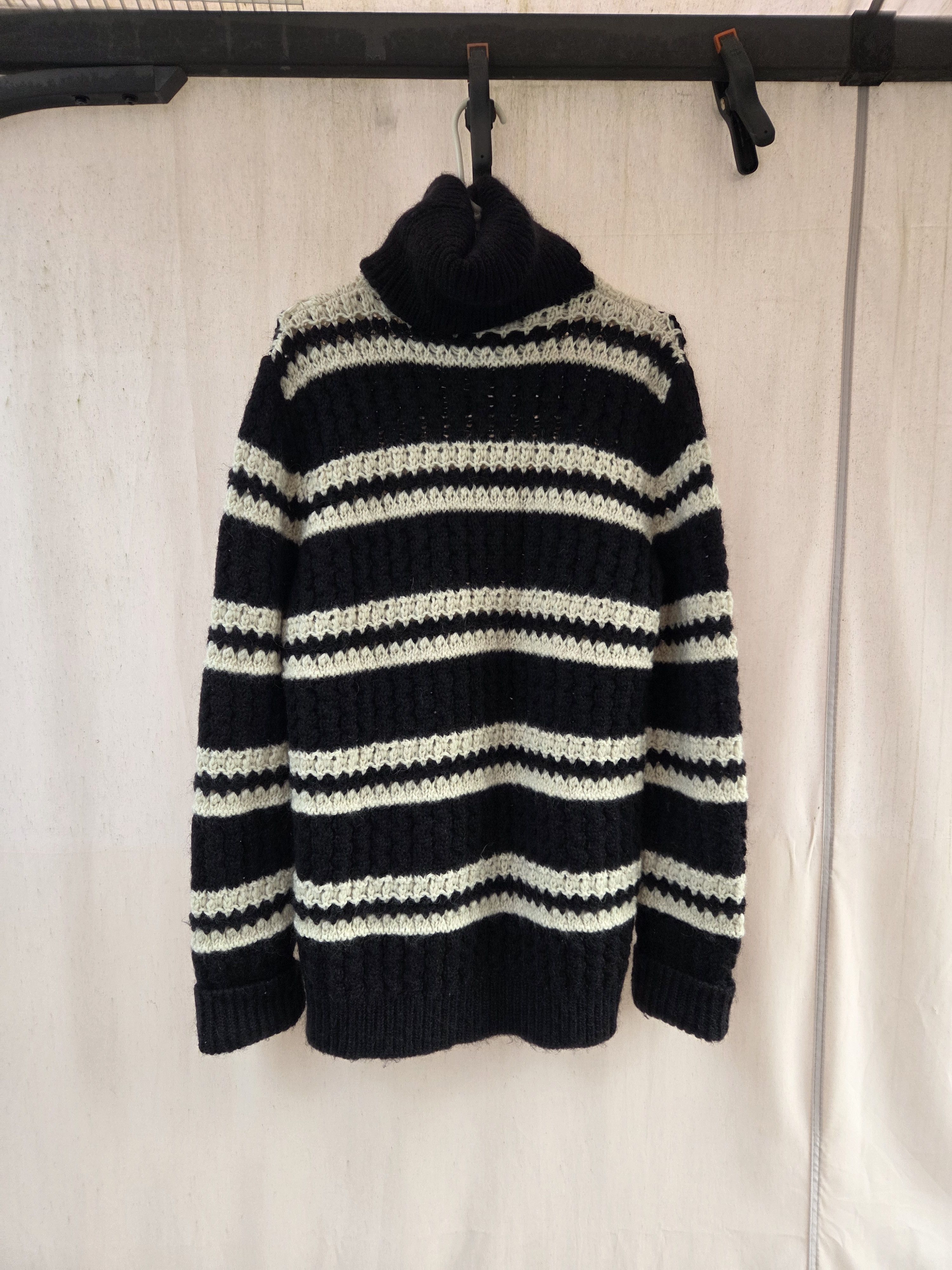 Saint Laurent Paris Saint Laurent Striped cable knit turtleneck sweater Size US M / EU 48-50 / 2 - 2 Thumbnail