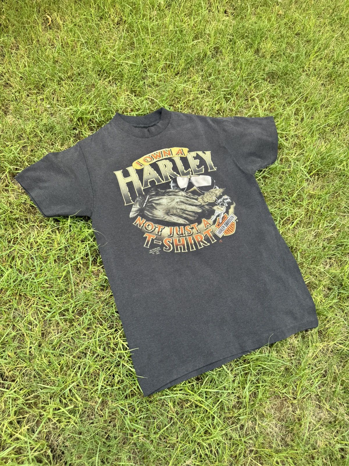 Harley Davidson VTG 3D Emblem "1991 Harley Davidson I OWN A HARLEY NOT Size US M / EU 48-50 / 2 - 3 Thumbnail