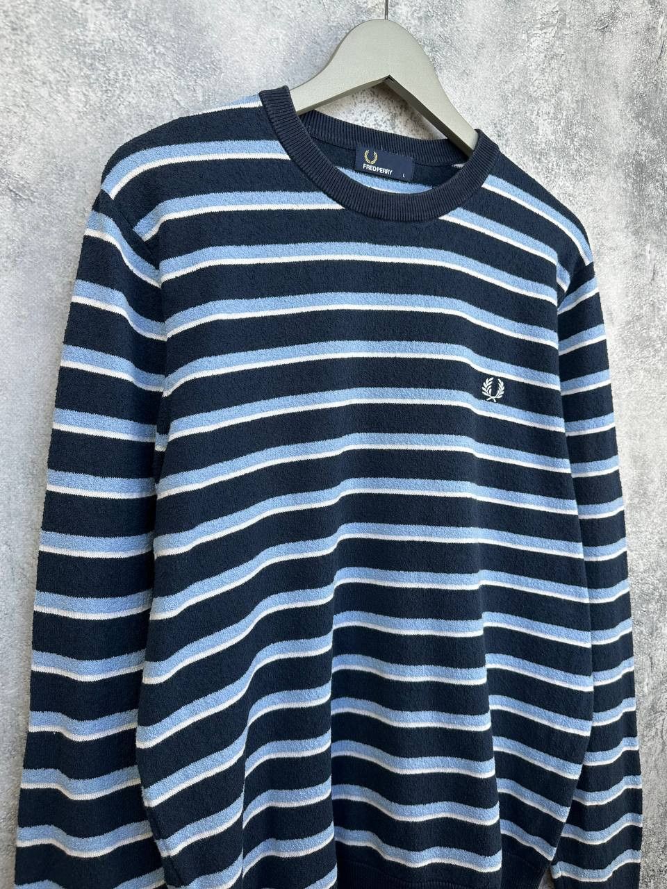 Fred Perry Fred Perry Striped Terry Knit Sweater Jumper Crew Size US L / EU 52-54 / 3 - 3 Thumbnail