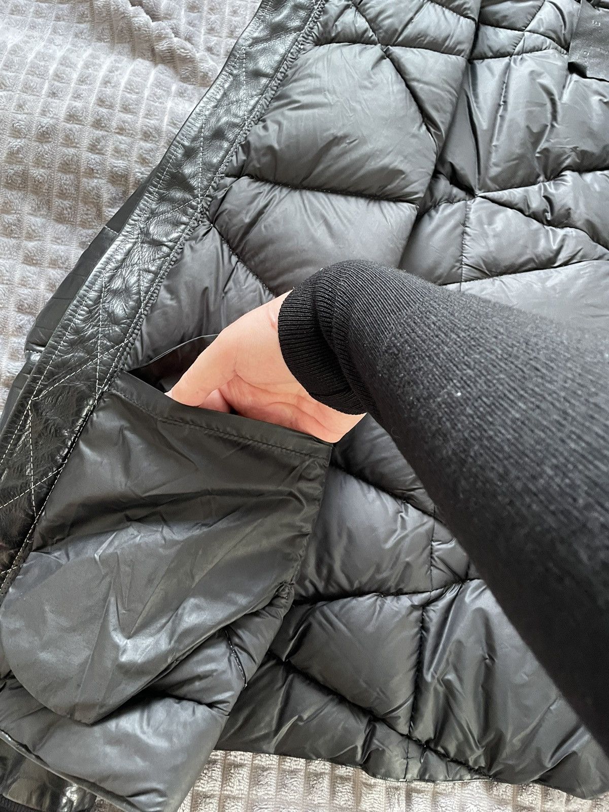 10sei0otto 10Sei0otto Black Guidi Leather Overlock Puffer Down Jacket Size US XL / EU 56 / 4 - 13 Thumbnail