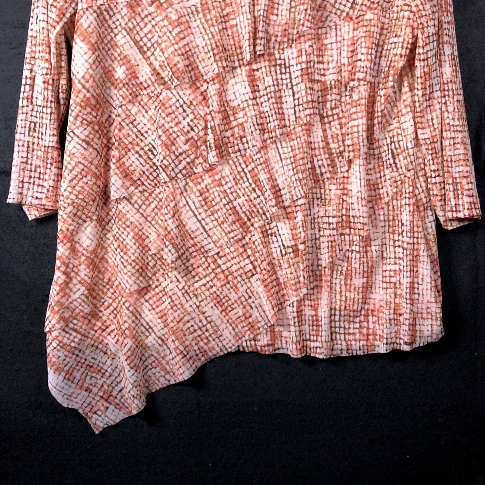 Vintage Chicos Blouse Orange Asymmetric Lined 3/4 Sleeve 2 (L) Womens Shirt Casual Workwear Fall Spring Summer Winter New Size L / US 10 / IT 46 - 3 Thumbnail