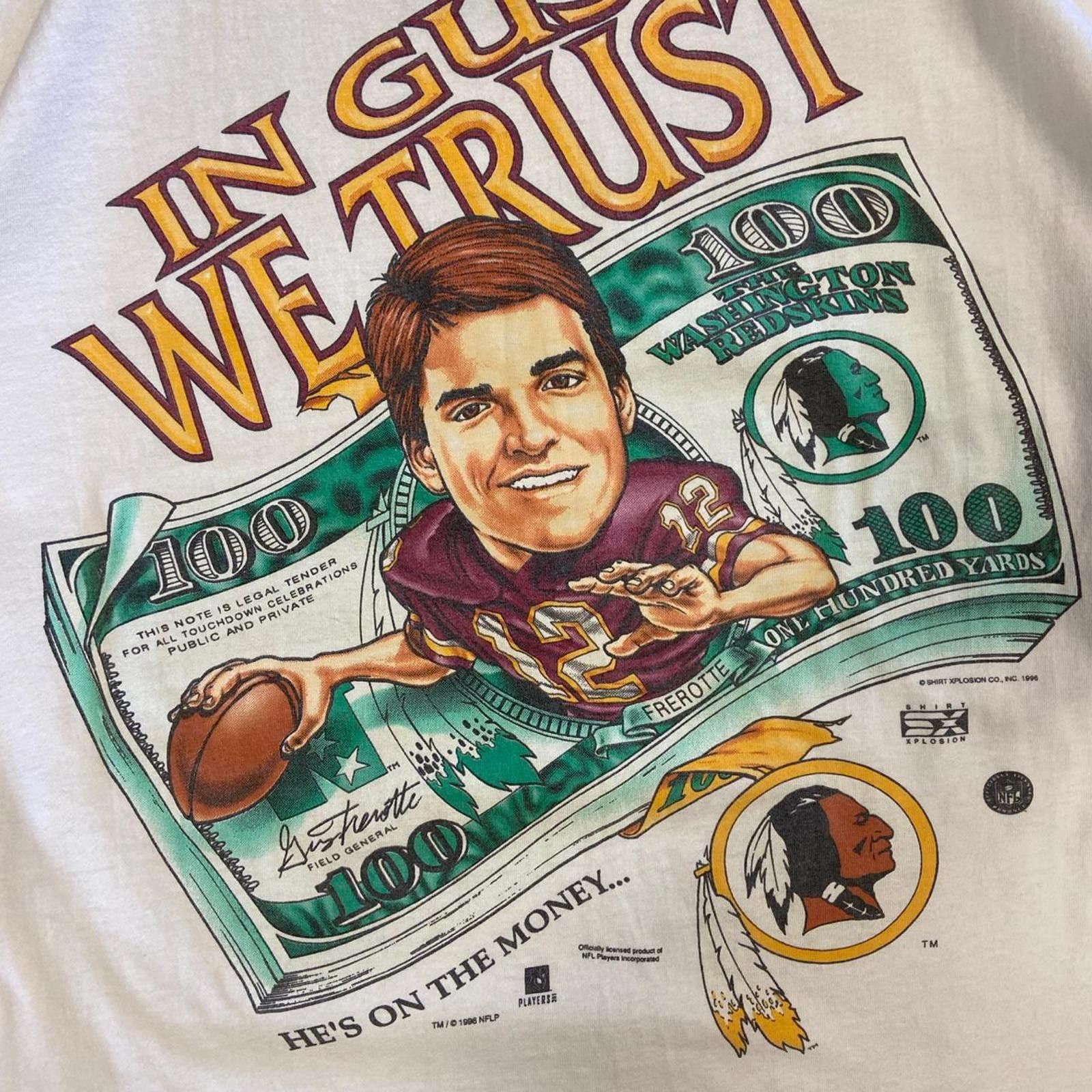 Salem Sportswear 1996 Gus Frerotte ‘He’s On The Money’ Reskins NFL Tee Size US XL / EU 56 / 4 - 2 Thumbnail