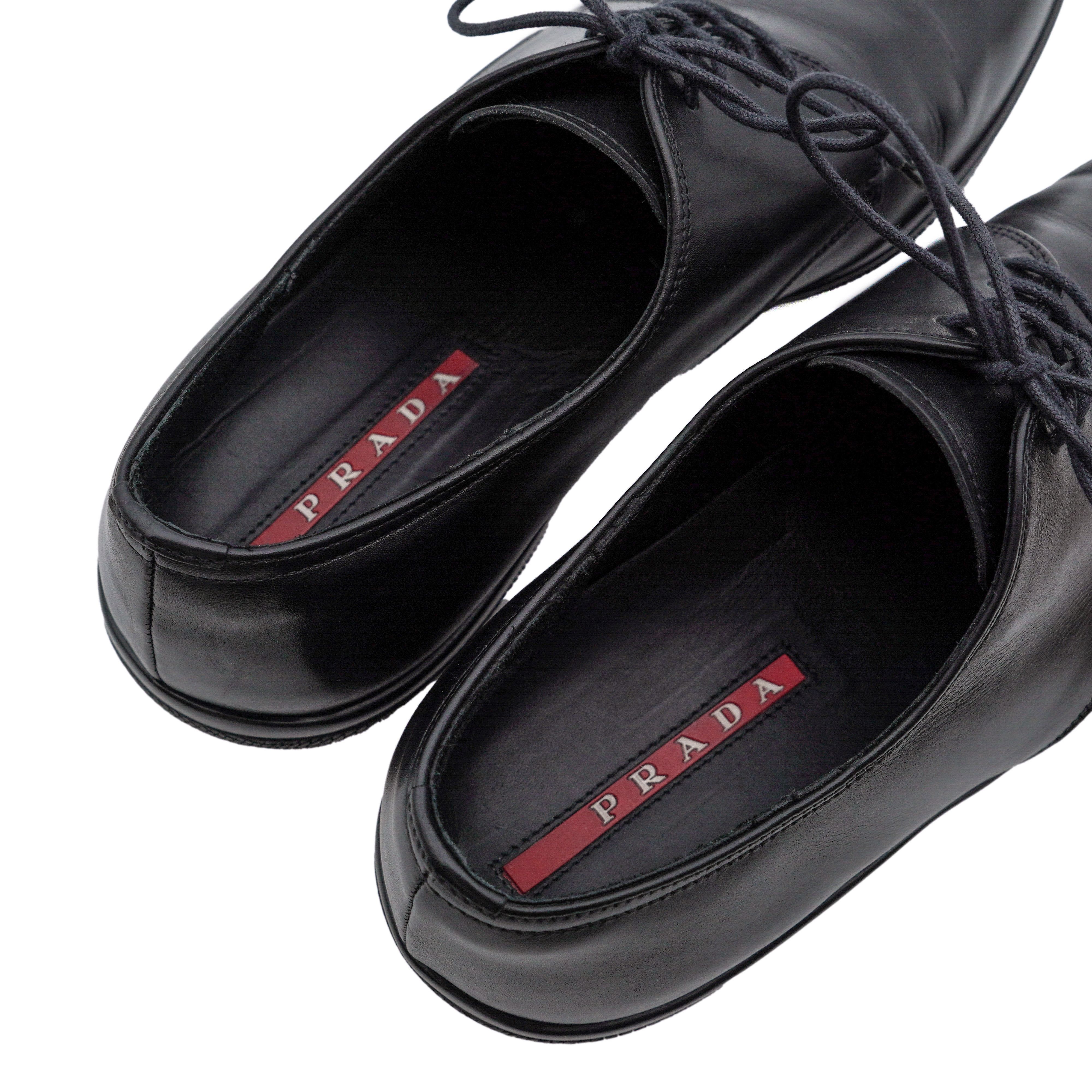 Prada Vintage Prada Men's Black Smooth Leather Derby Formal Shoes Size US 7 / EU 40 - 8 Thumbnail