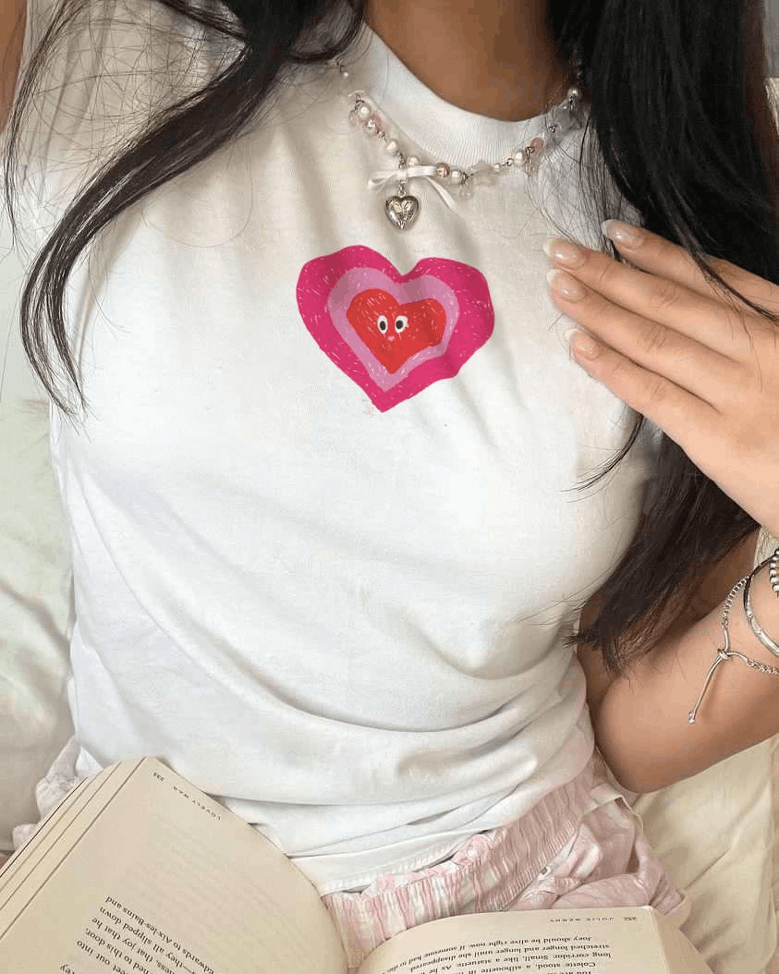 Other Coquette Heart Doodle Baby Tee – Graphic Cropped Y2K Tee Size XL / US 12-14 / IT 48-50 - 2 Thumbnail