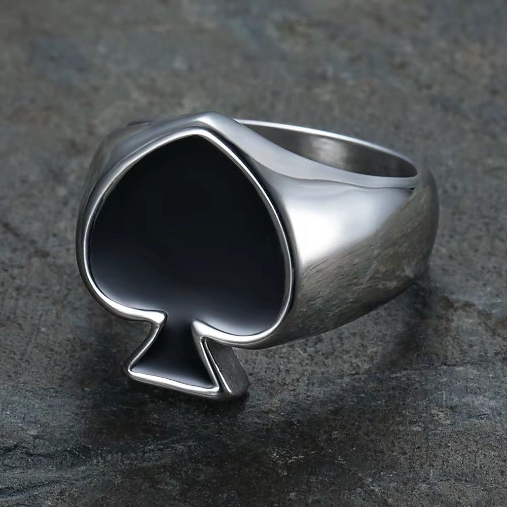 Jewelry × Vintage Black Spade Lucky Stainless Ring Size ONE SIZE - 5 Thumbnail