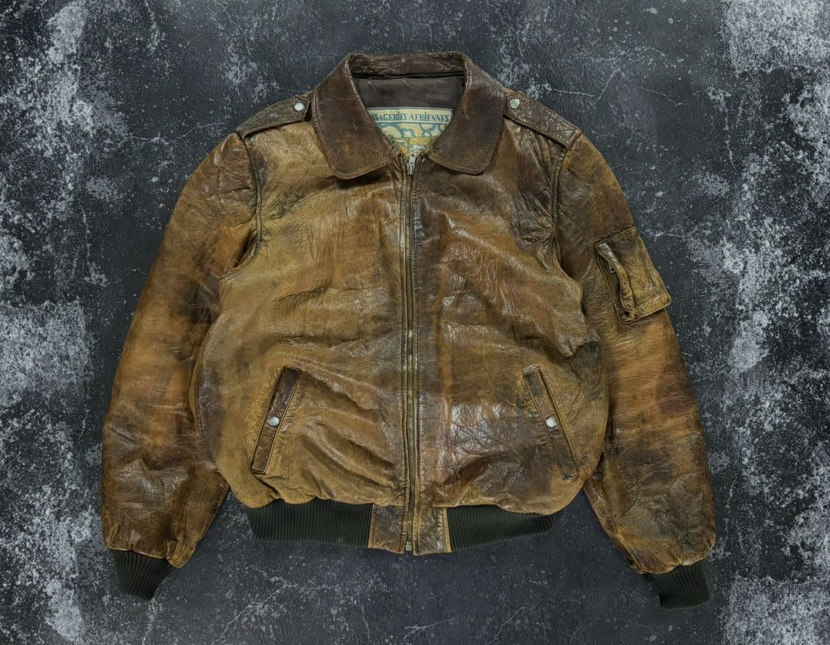 Vintage Avirex style leather bomber jacket Size US XL / EU 56 / 4 - 1 Thumbnail