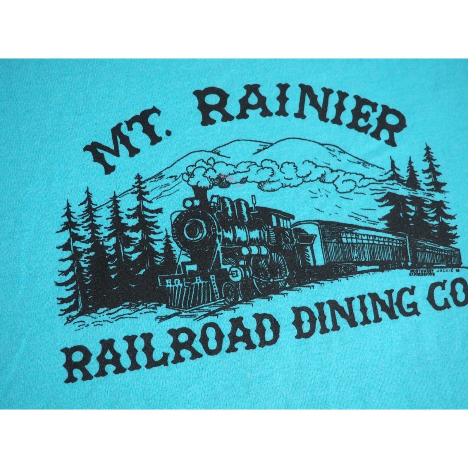 Fruit Of The Loom VINTAGE Fruit of the Loom Tee T-Shirt XL Blue 90s 80s Mt Rainier Railroad USA Made PNW Mens Size US XL / EU 56 / 4 - 5 Thumbnail