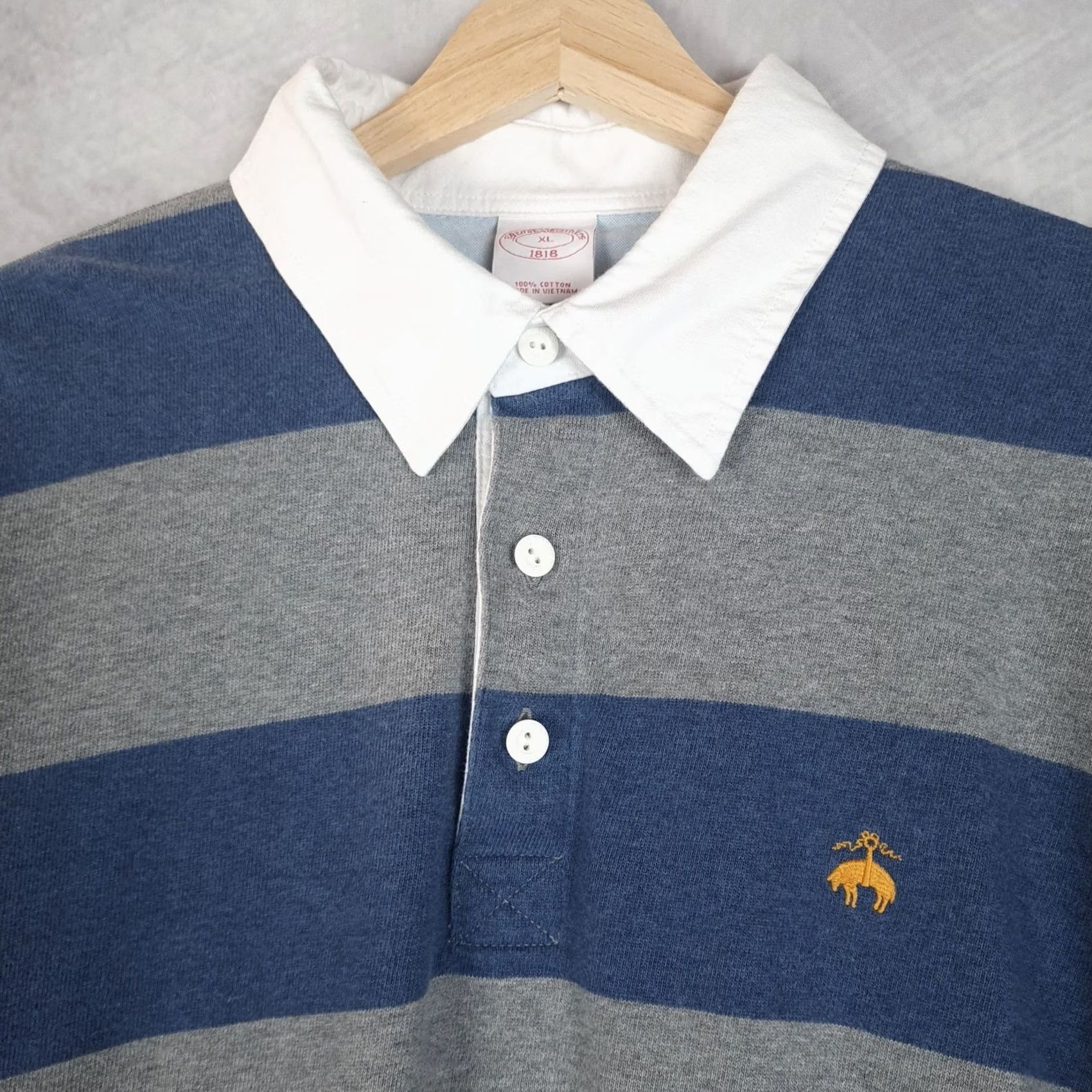 Brooks Brothers Brooks Brothers Rugby Polo Shirt Mens XL Blue Gray Stripe Long Sleeve Preppy Size US XL / EU 56 / 4 - 2 Thumbnail