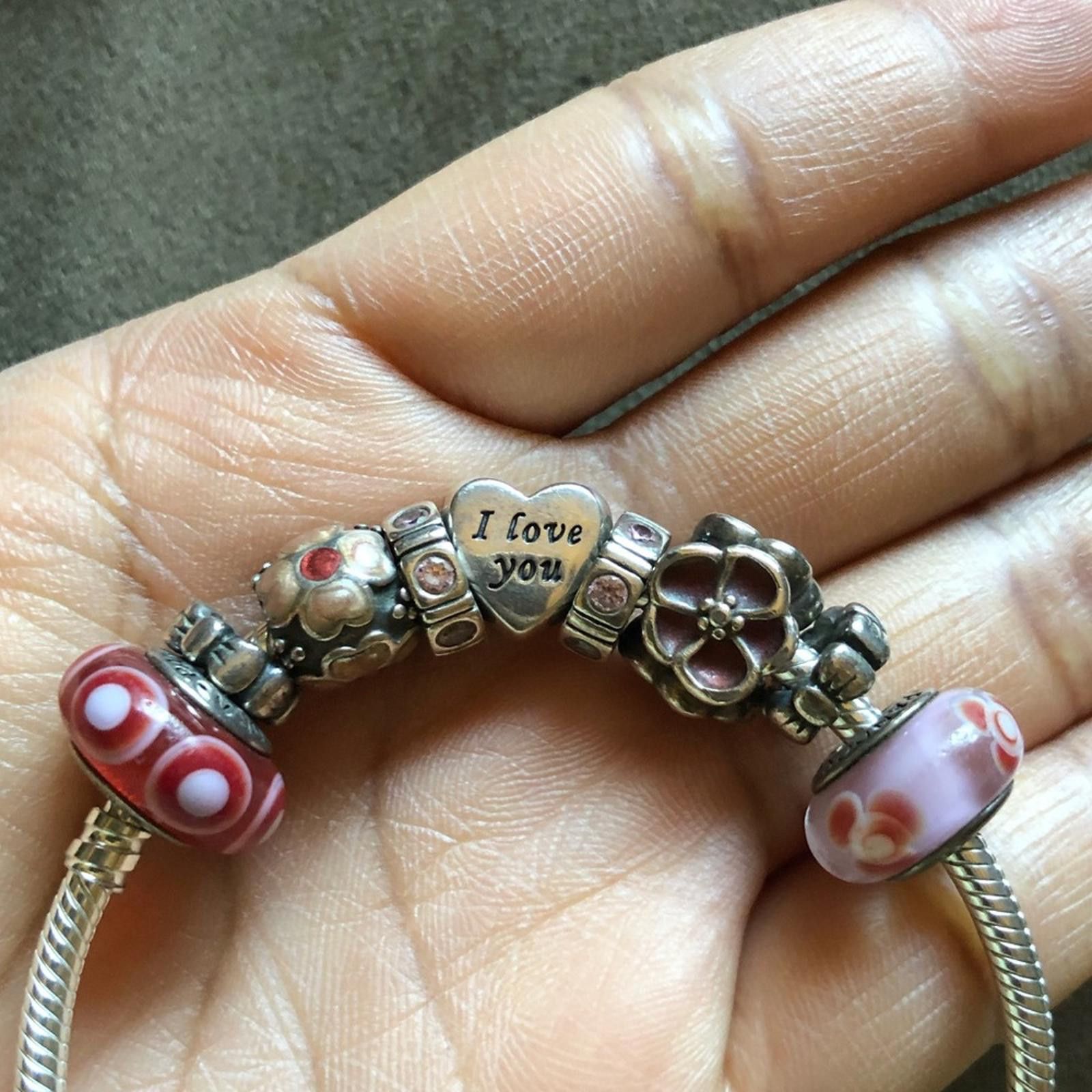 pandora Authentic Pandora Bracelet with 9 Pandora Charms Size ONE SIZE - 5 Thumbnail