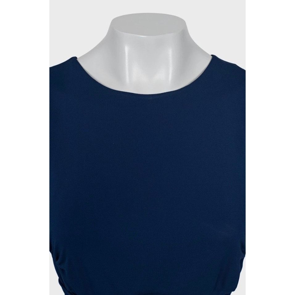 Saint Laurent Paris Saint Laurent Blue Viscose Tie Waist Jumpsuit - Size M Size 26" / US 2 / IT 38 - 4 Thumbnail