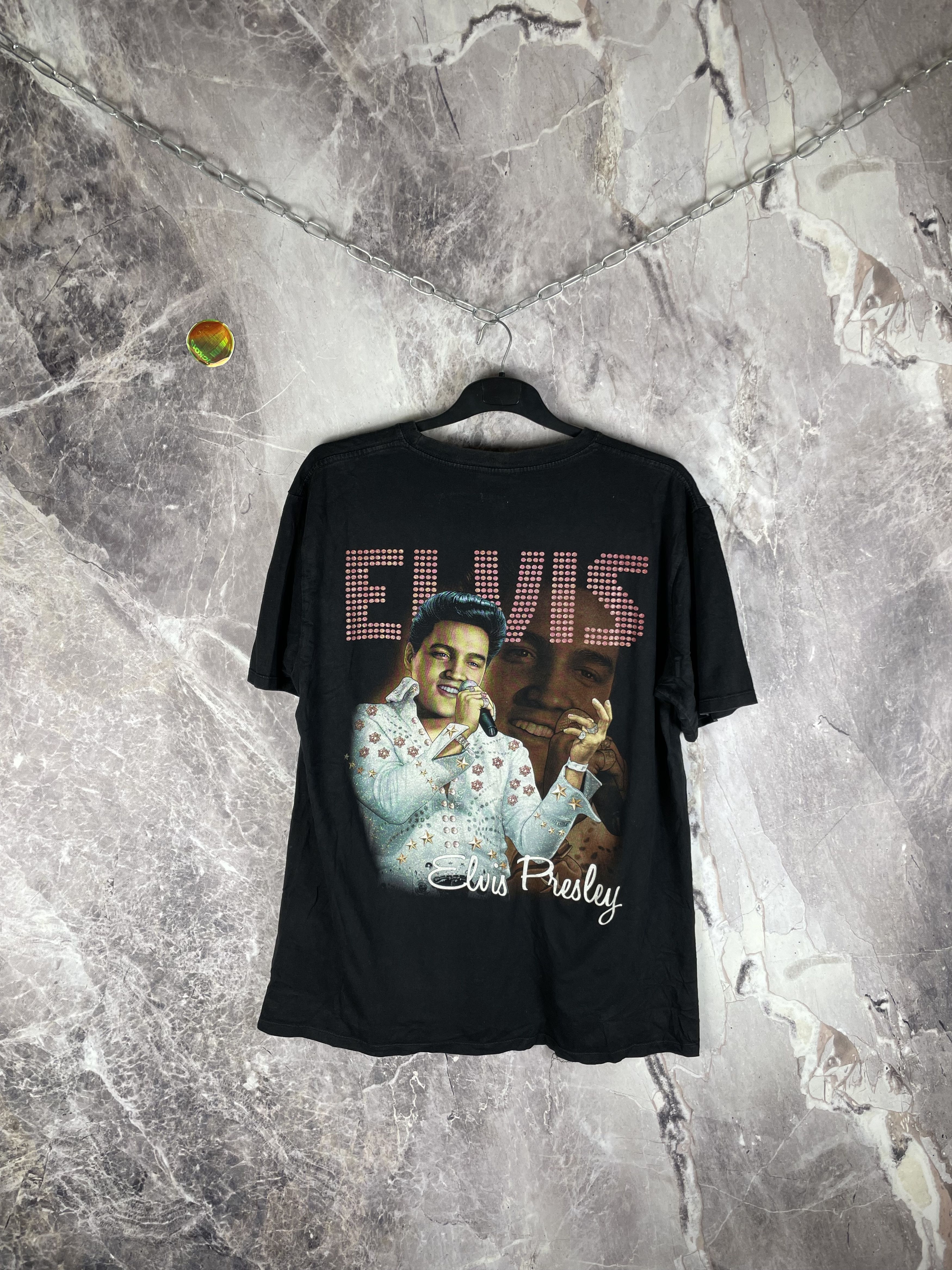 Band Tees Vintage 00s Elvis Presley Band Rock Faded Boxy T-shirt Size US XL / EU 56 / 4 - 7 Thumbnail