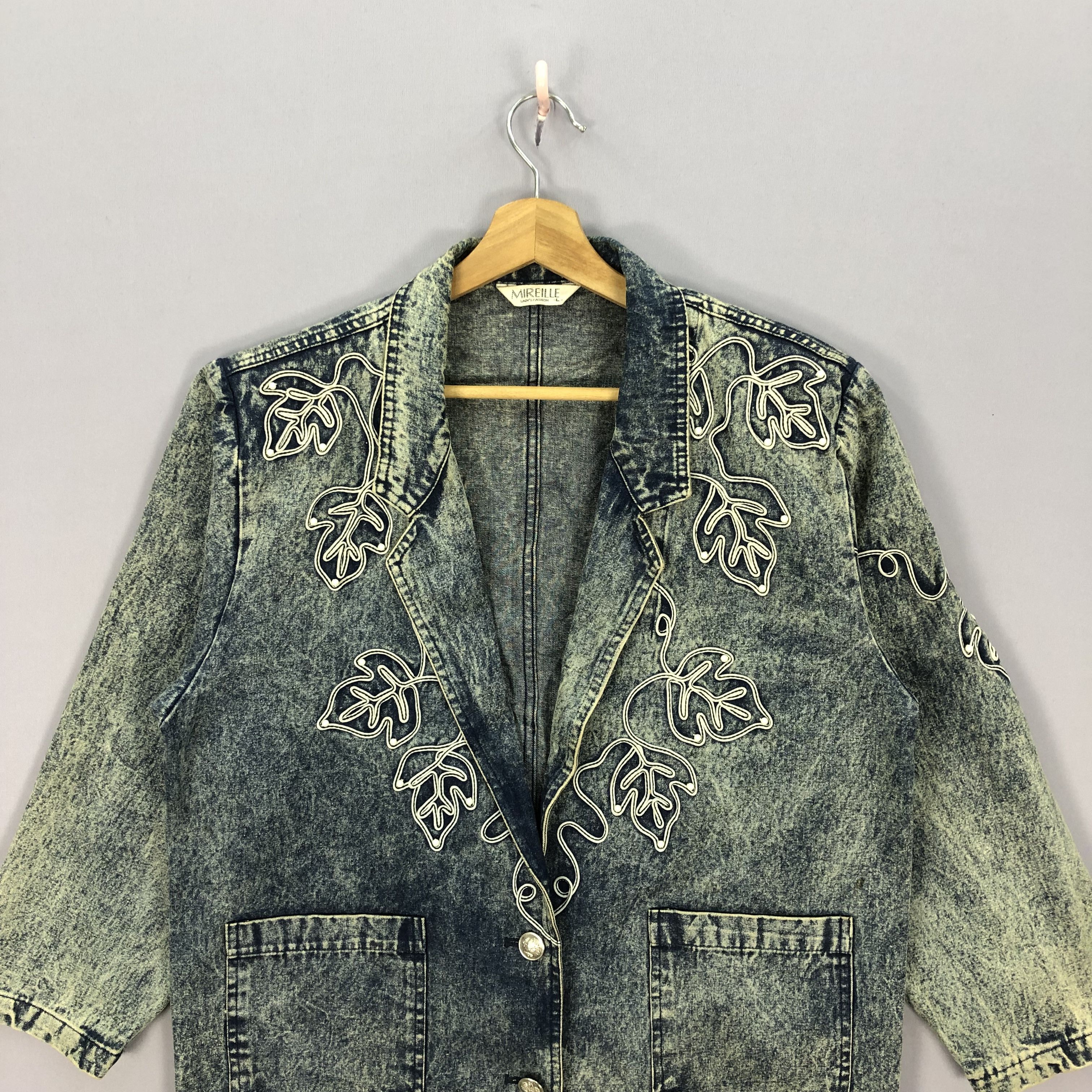 Japanese Brand × Vintage Vintage 90s Mireille Faded Acid Wash Denim Jeans Jacket Size US L / EU 52-54 / 3 - 4 Thumbnail