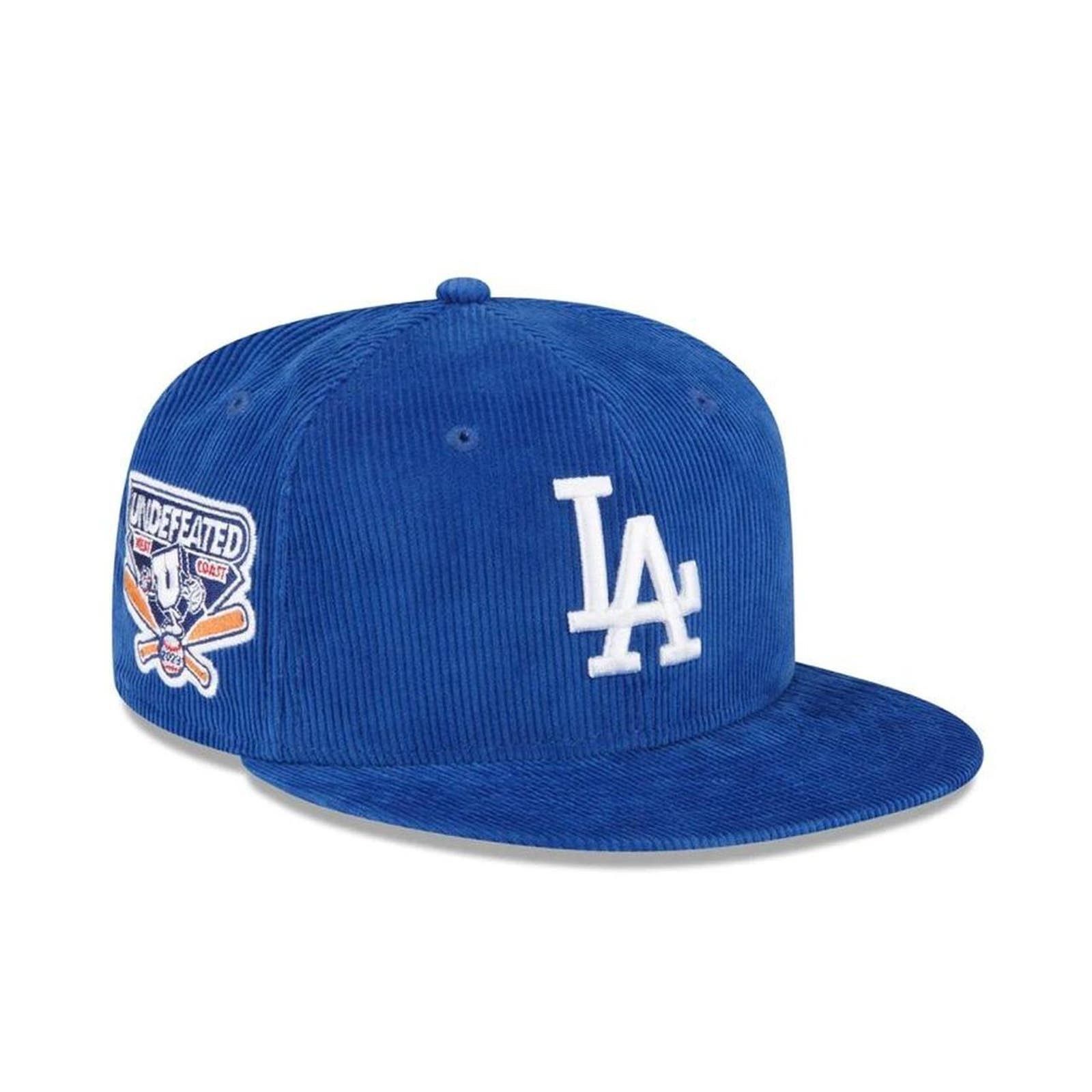image of Undefeated X New Era Dodgers Corduroy Fitted in Blue, Men's