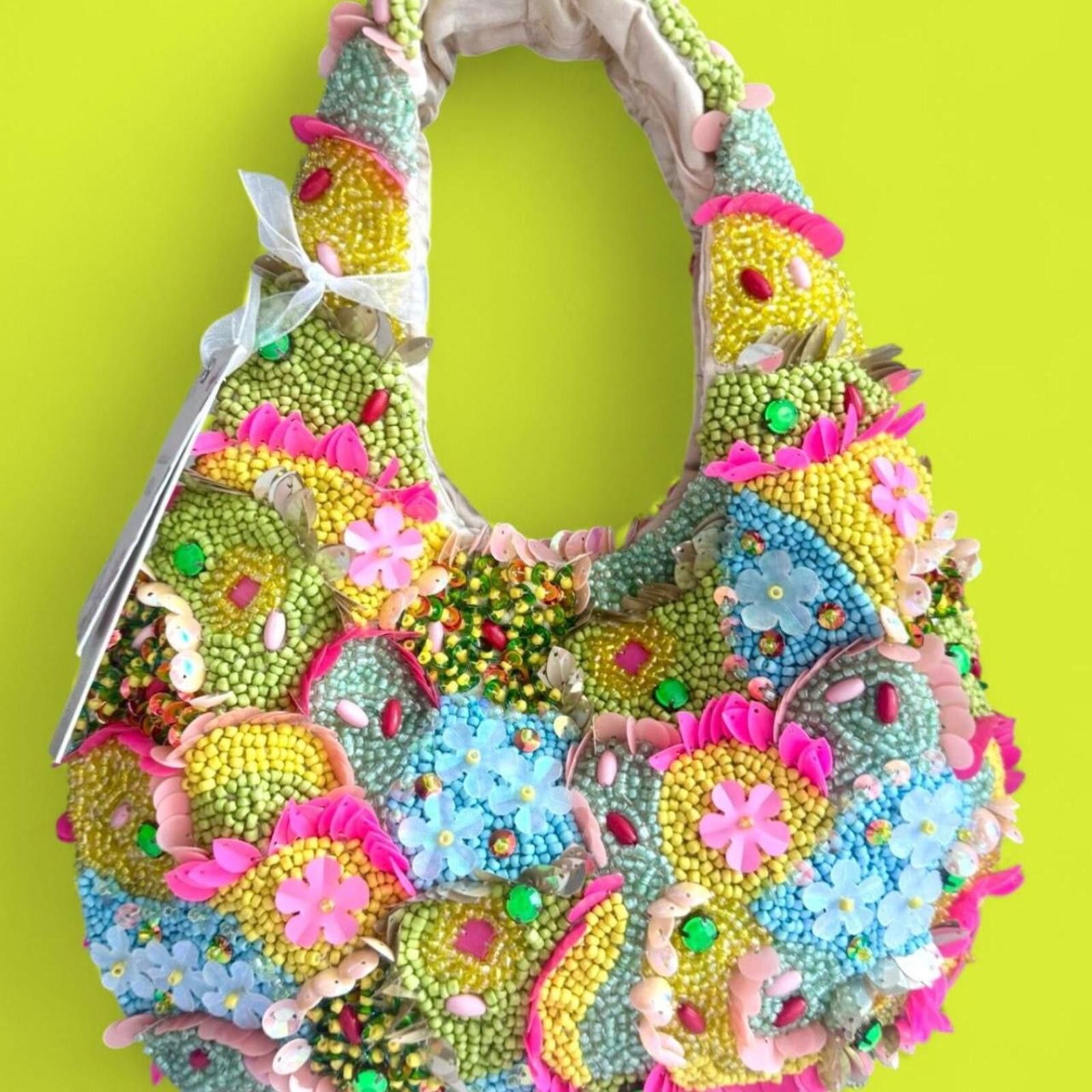 Marsell TikTok Viral Floral Beaded Bag with Sequins Size ONE SIZE - 1 Thumbnail