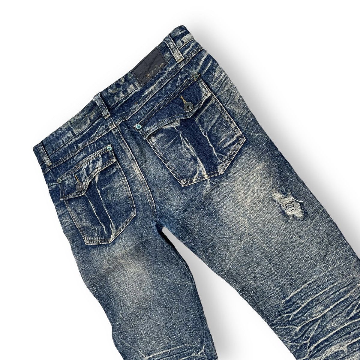 If Six Was Nine × Japanese Brand × Le Grande Bleu (L.G.B.) 🇯🇵 BLACK CROBON WASHED RUSTY FLARE DENIM PANTS Size US 34 / EU 50 - 7 Thumbnail