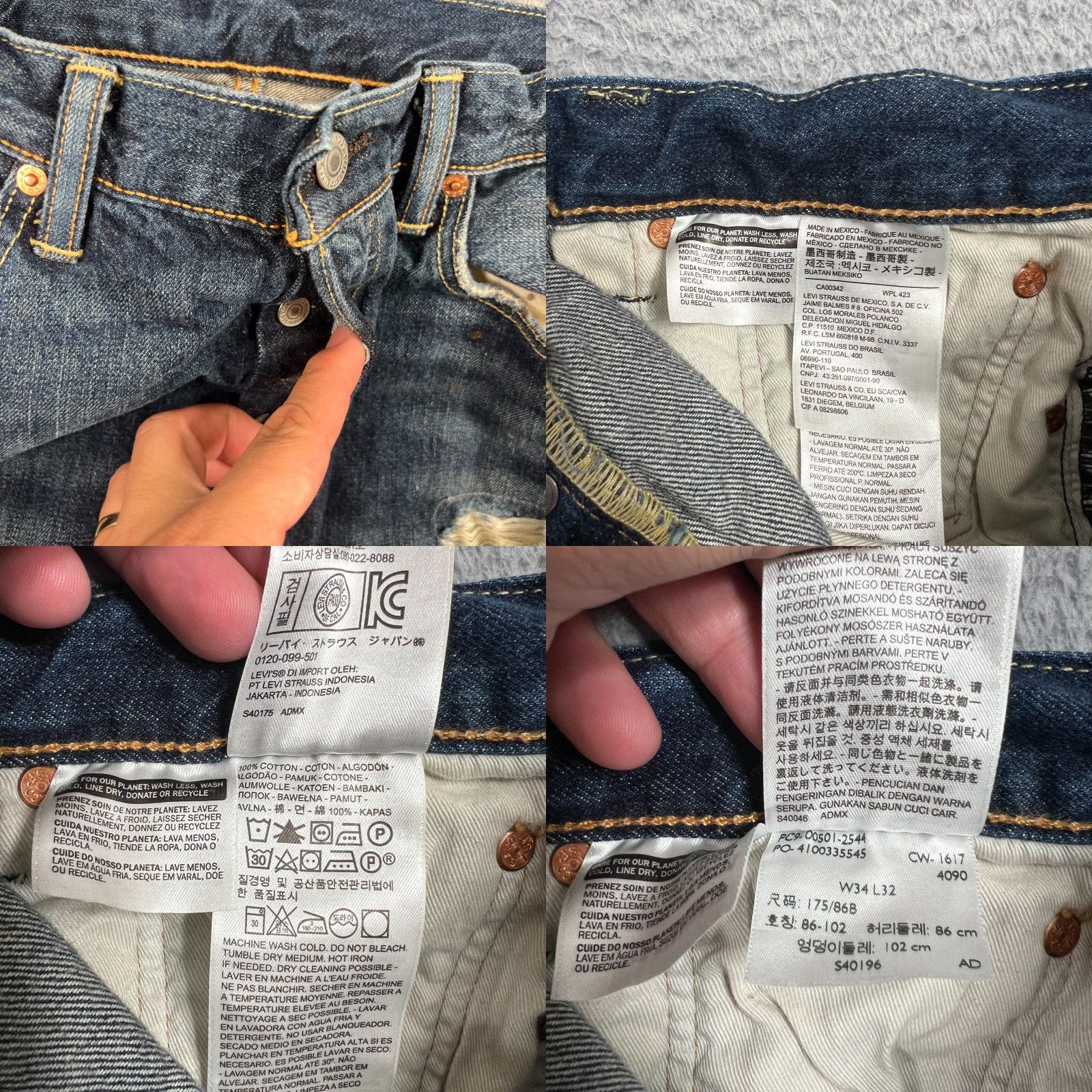 Levi's Levi's 501 Jeans Mens 34x32 Straight Leg Blue Distressed Comfort Casual Size US 34 / EU 50 - 8 Thumbnail