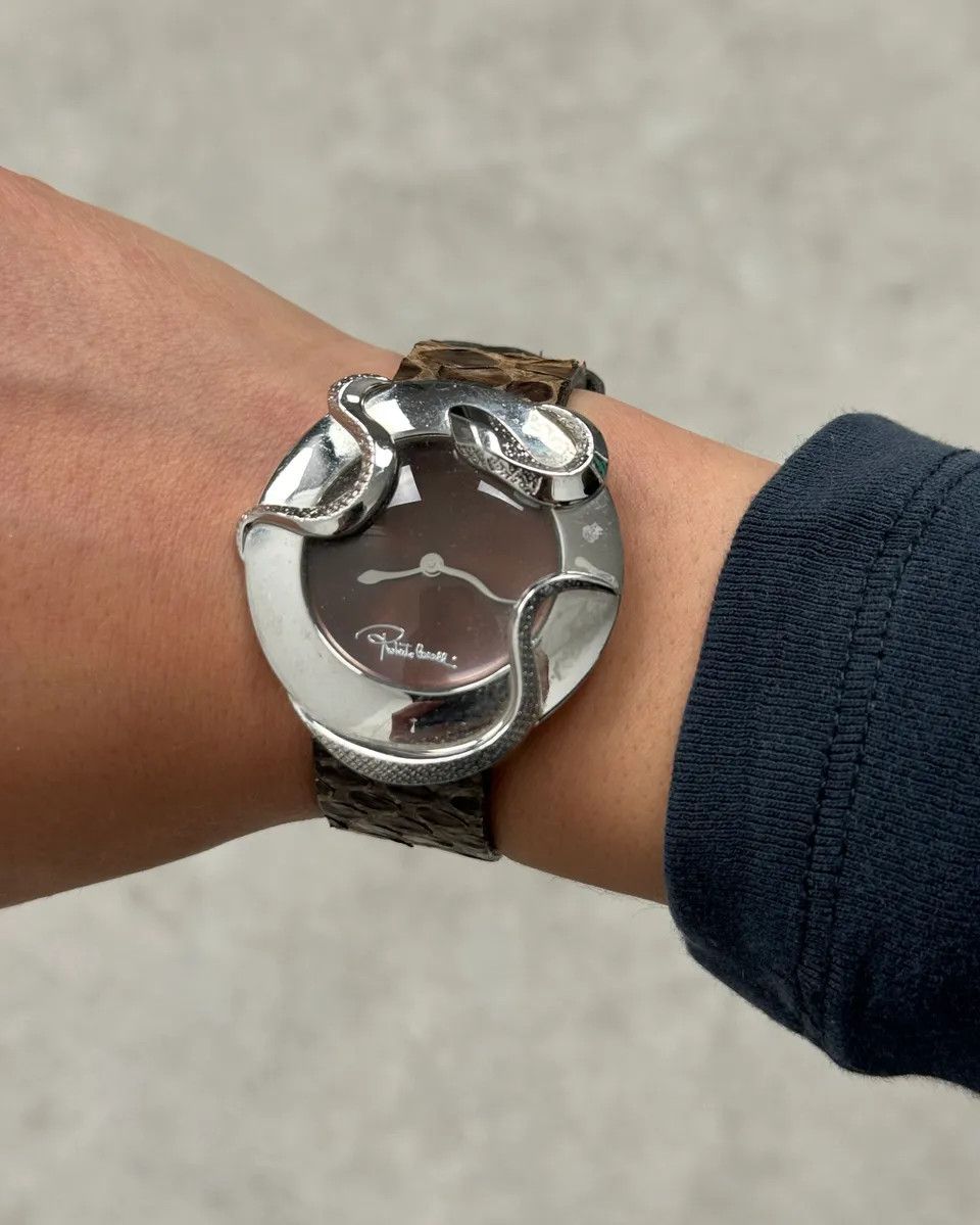 Roberto Cavalli Roberto Cavalli Brown Leather Snake Silver Watch Size ONE SIZE - 3 Thumbnail