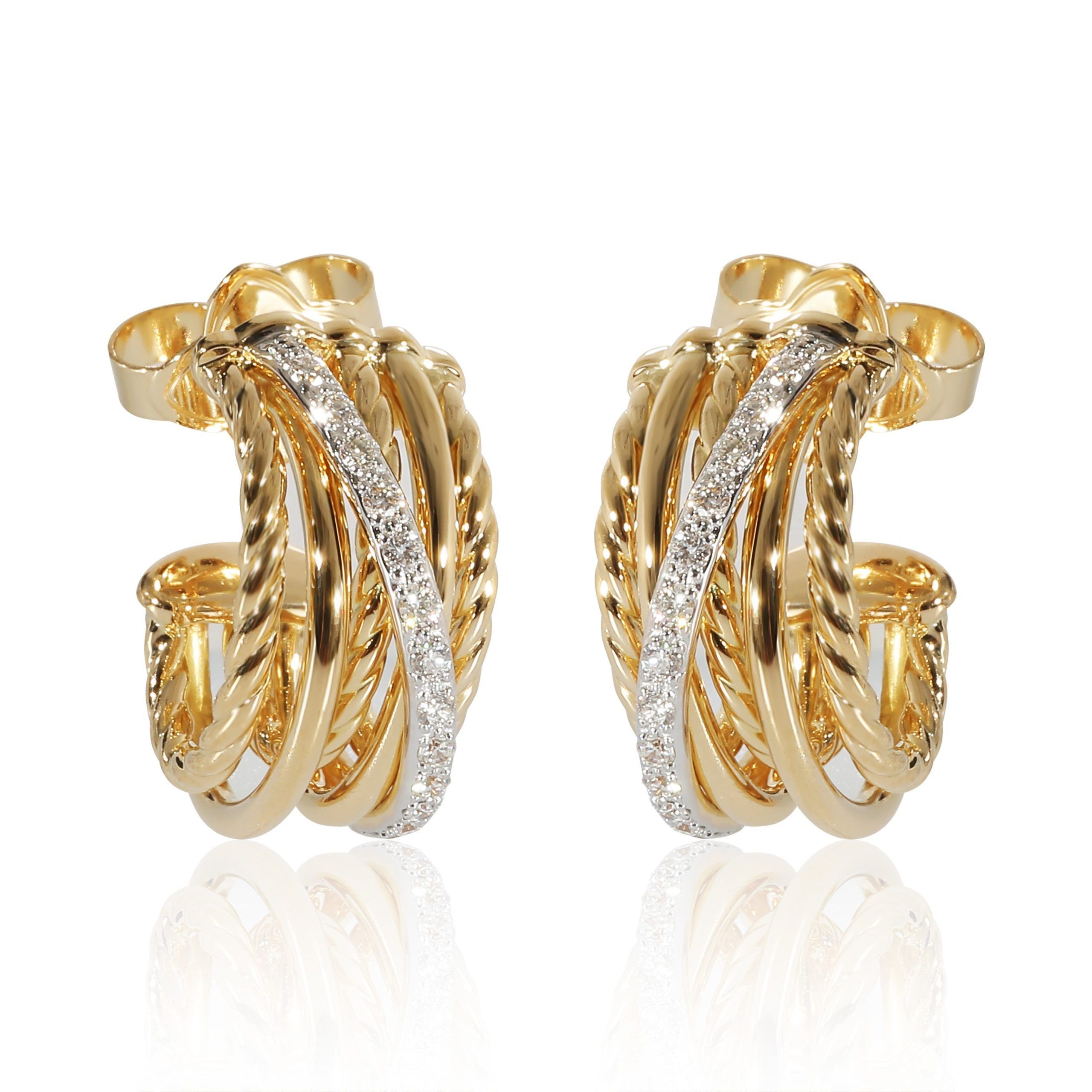 David Yurman David Yurman Crossover Diamond Earrings in 18K Yellow Gold 0.34 CTW Size ONE SIZE - 1 Thumbnail