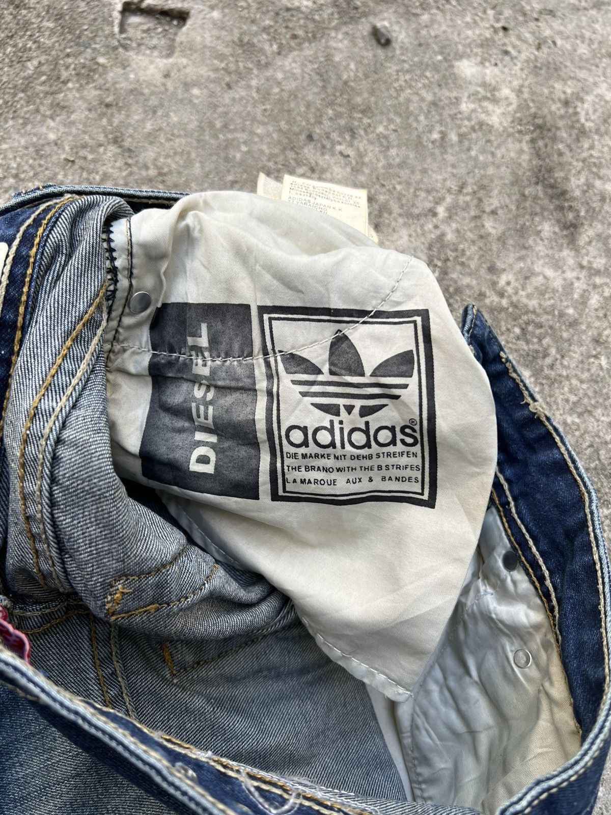 Adidas × Diesel 💥Vintage Diesel Industry x Adidas Distress Jean Size US 29 - 19 Thumbnail