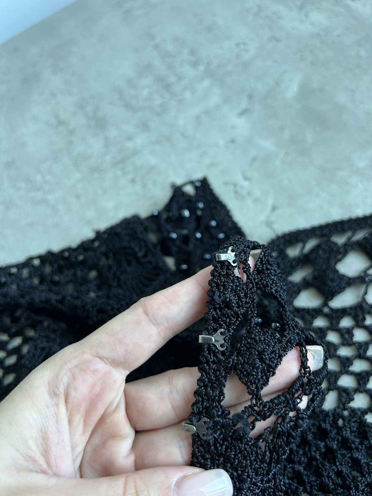 Vintage Vintage Knit sexy Y2K black beads top embroidered Size S / US 4 / IT 40 - 7 Thumbnail