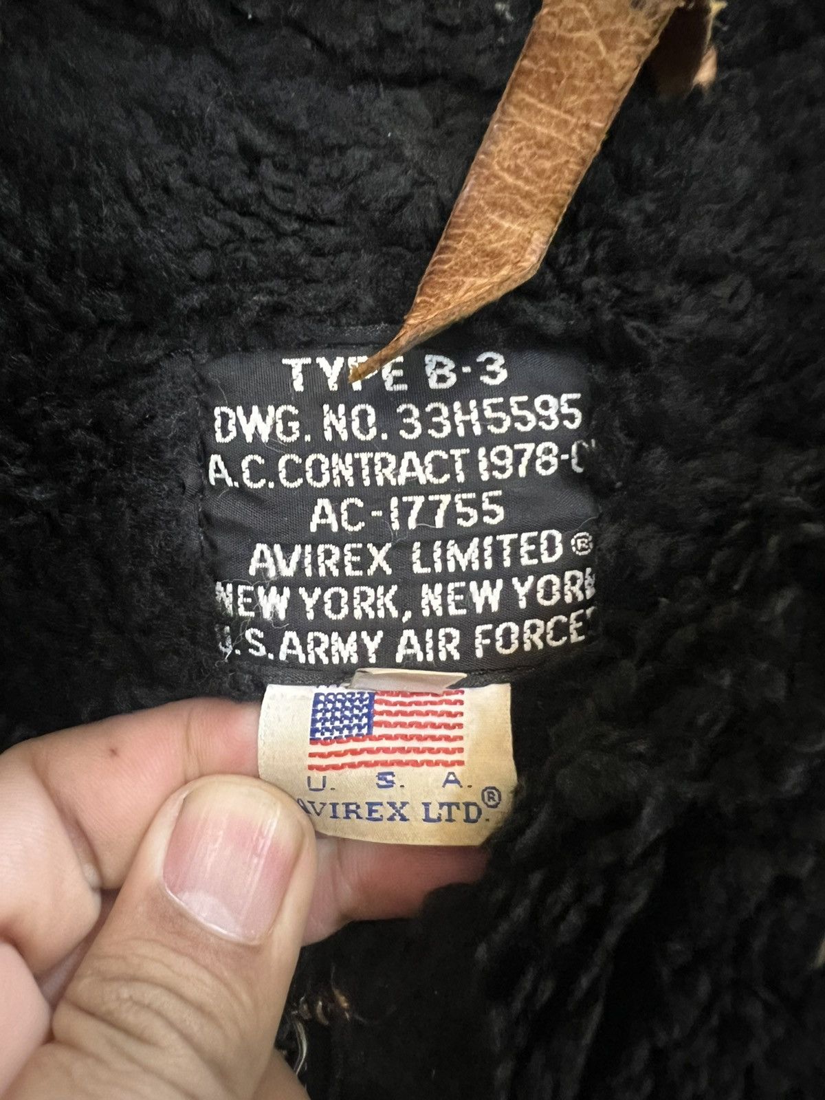 Vintage Avirex B3 Sheep Skin US Army Force Jacket