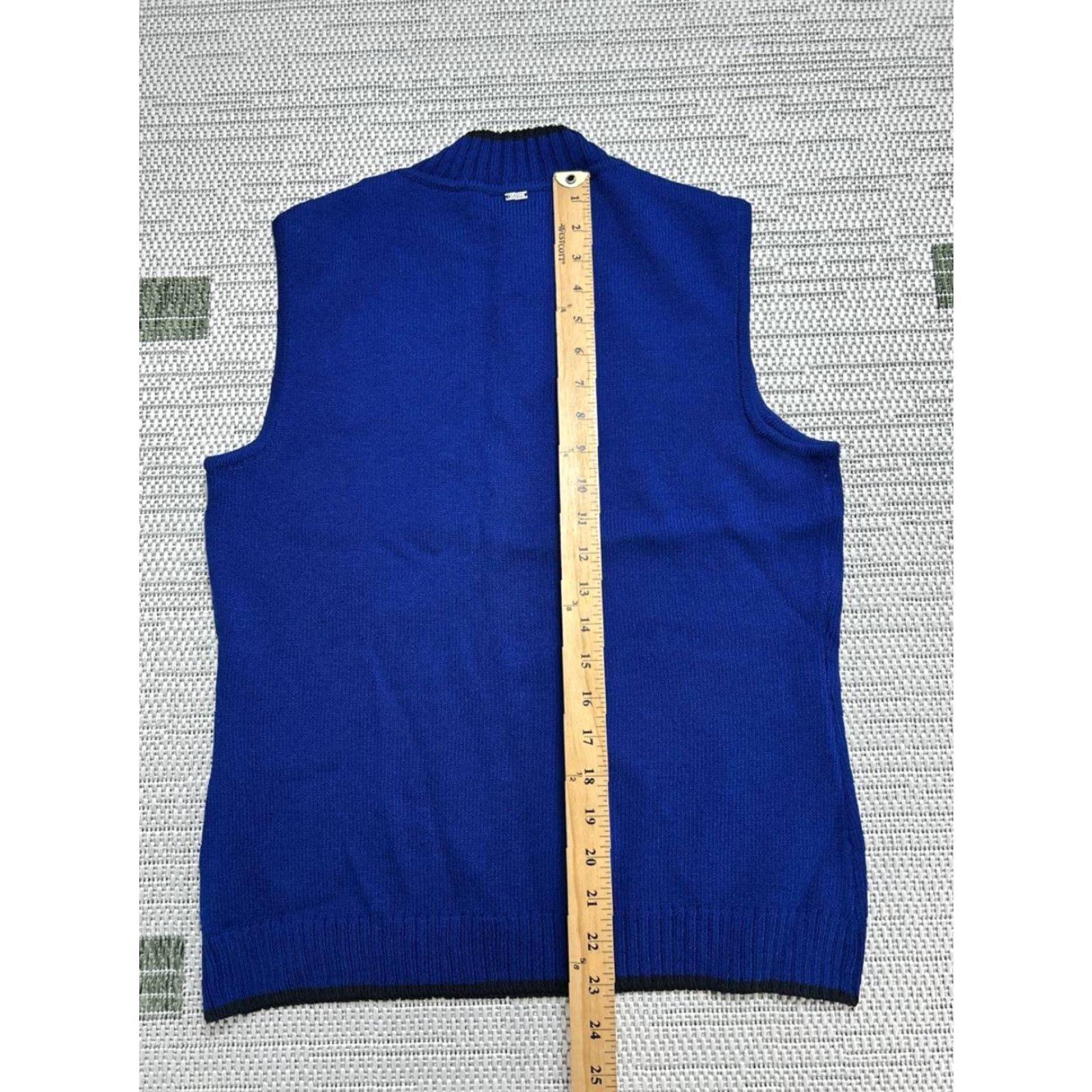 Vintage St John Sport Sweater Vest Women M Blue Wool Tight Knit Mock Neck Vest Shirt Sports 90s Womens Size M / US 6-8 / IT 42-44 - 6 Thumbnail