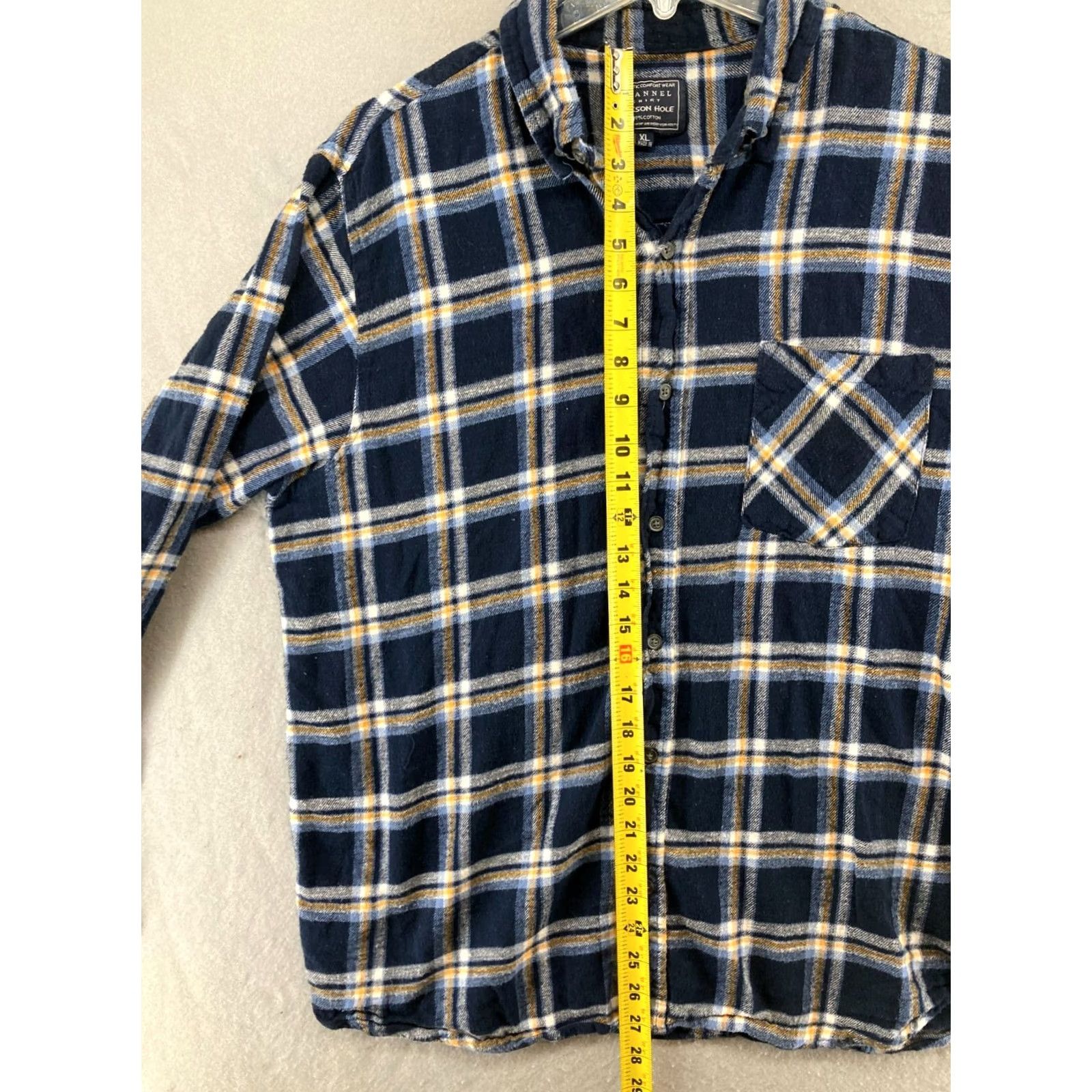 Vintage Jackson Hole Mens Shirt XL Blue Plaid Flannel Button-Up Shirt XL Blue Plaid Cotton Wool? Size US XL / EU 56 / 4 - 3 Thumbnail