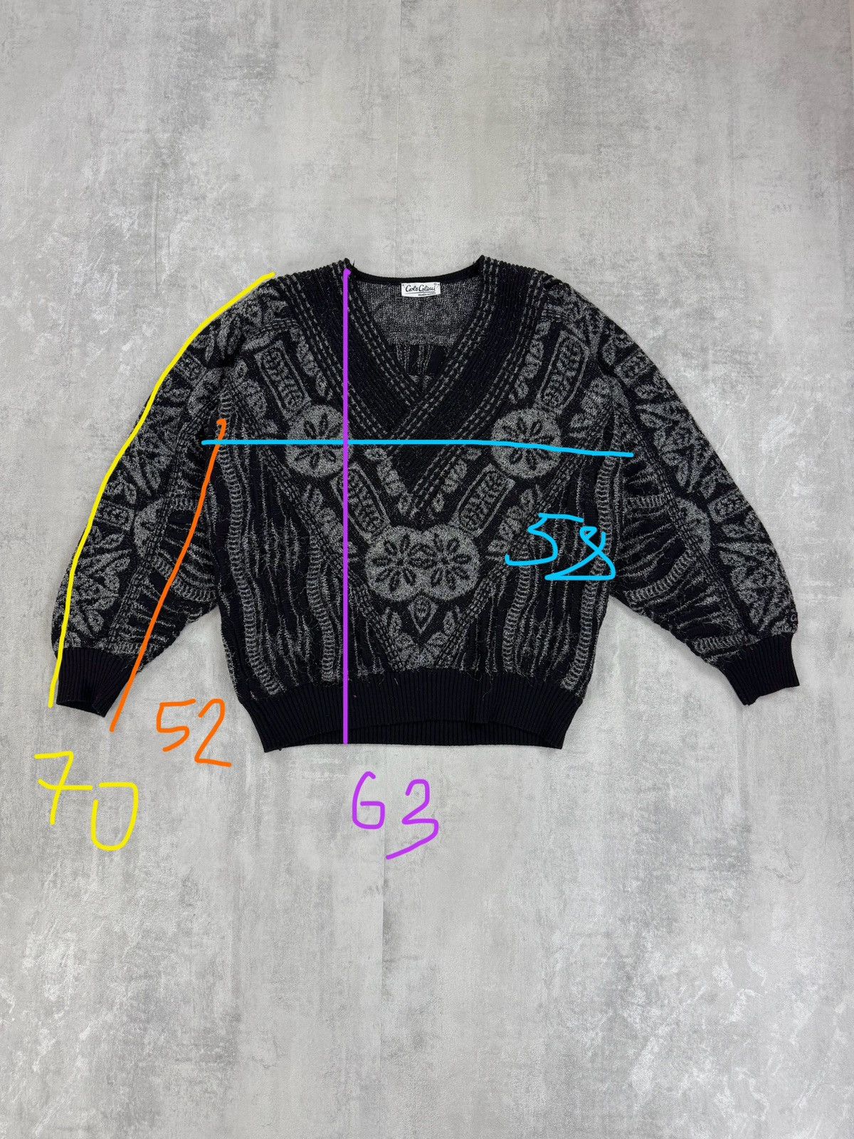 Carlo Colucci × Vintage Carlo Colucci Vintage Floral Sweater V-neck coogi style Size L / US 10 / IT 46 - 7 Thumbnail