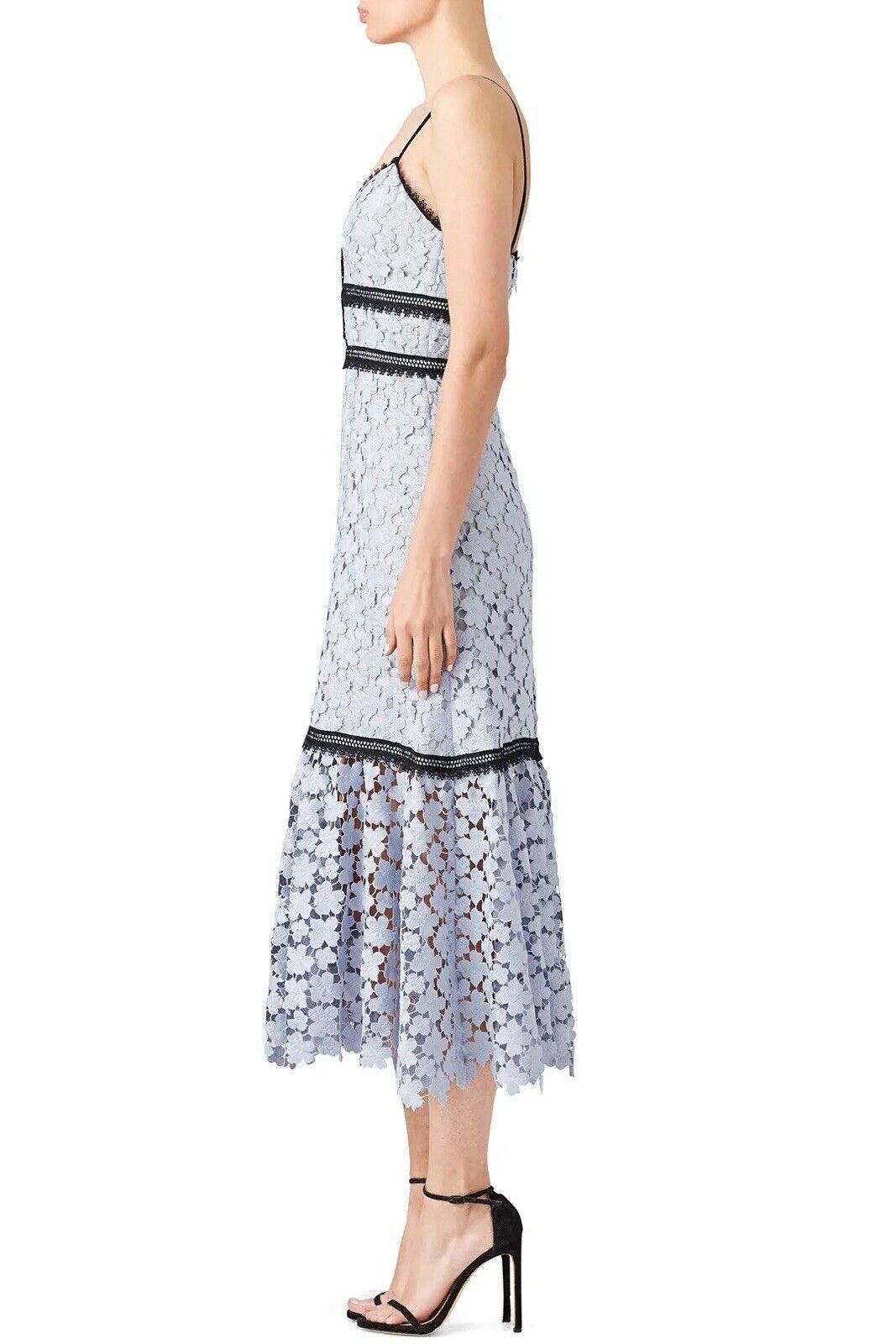 Designer Jill Stuart Blue Lace Crochet Elle Cocktail Midi Dress Sz 4 Size S / US 4 / IT 40 - 5 Thumbnail