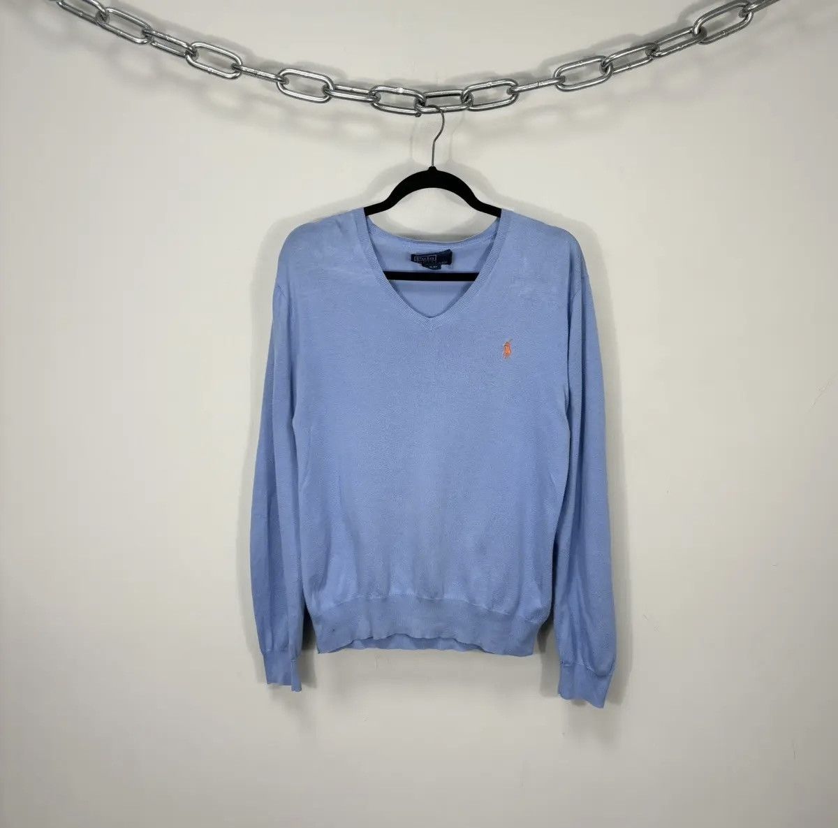 Polo Ralph Lauren × Ralph Lauren × Vintage Vintage Polo Ralph Lauren Pima Cotton Luxury V-Neck Sweater Size US M / EU 48-50 / 2 - 1 Thumbnail