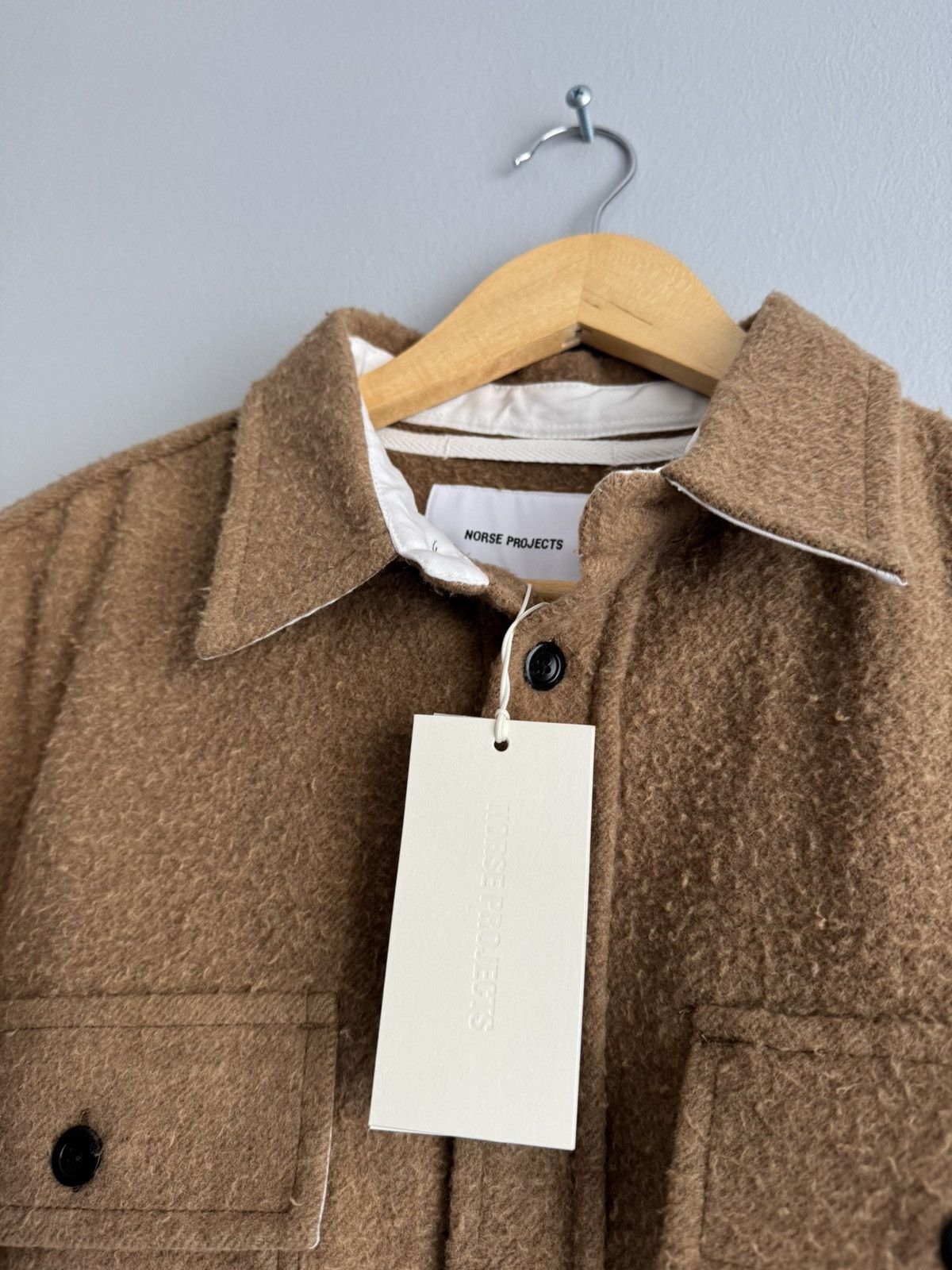 Norse Projects Norse Projects Silas Textured Cotton Wool Overshirt Camel Size US M / EU 48-50 / 2 - 2 Thumbnail