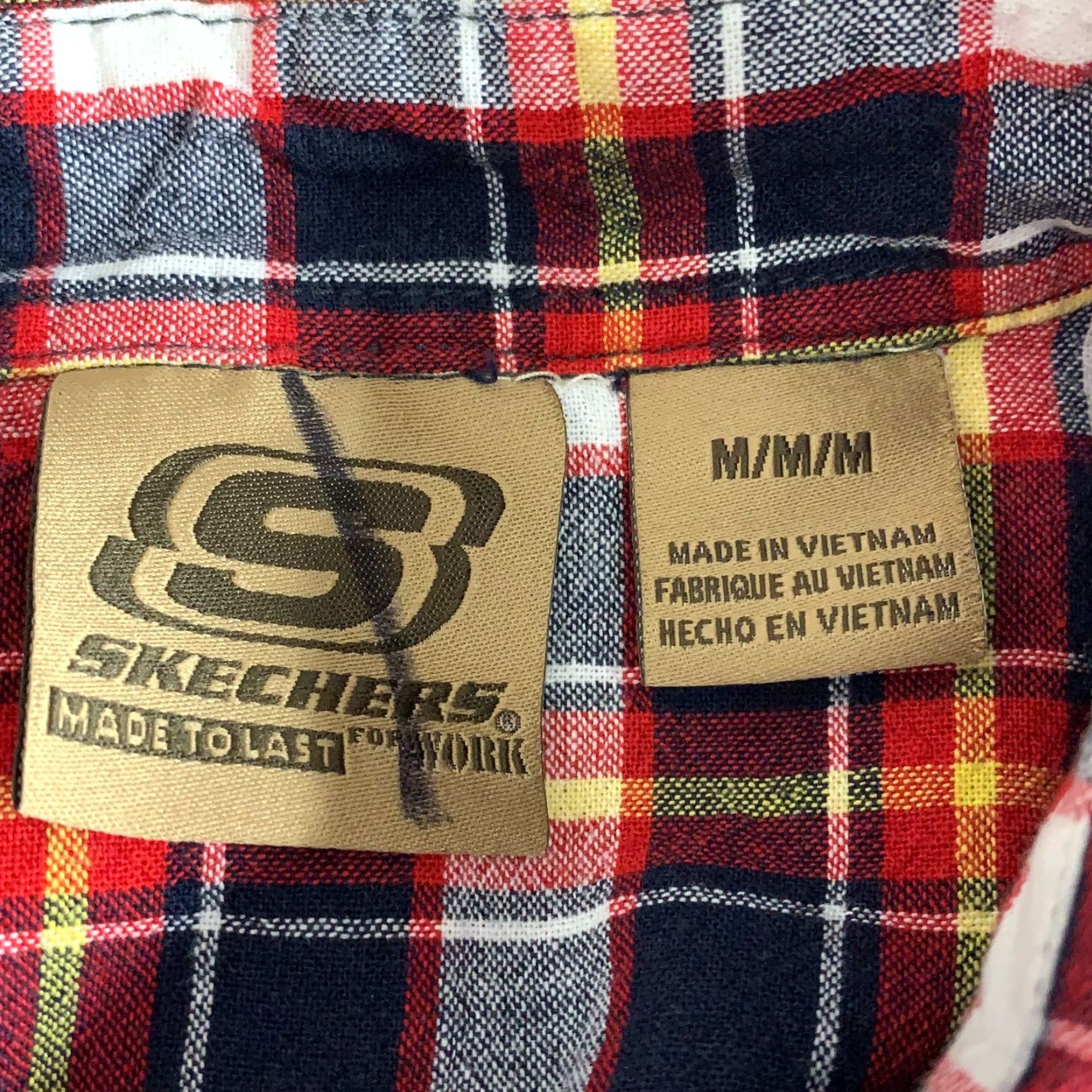 SKECHERS Skechers for Work Mens Size M Shirt Button-Up Short Sleeve Plaid Made to Last Mens Shirt Size US M / EU 48-50 / 2 - 6 Thumbnail