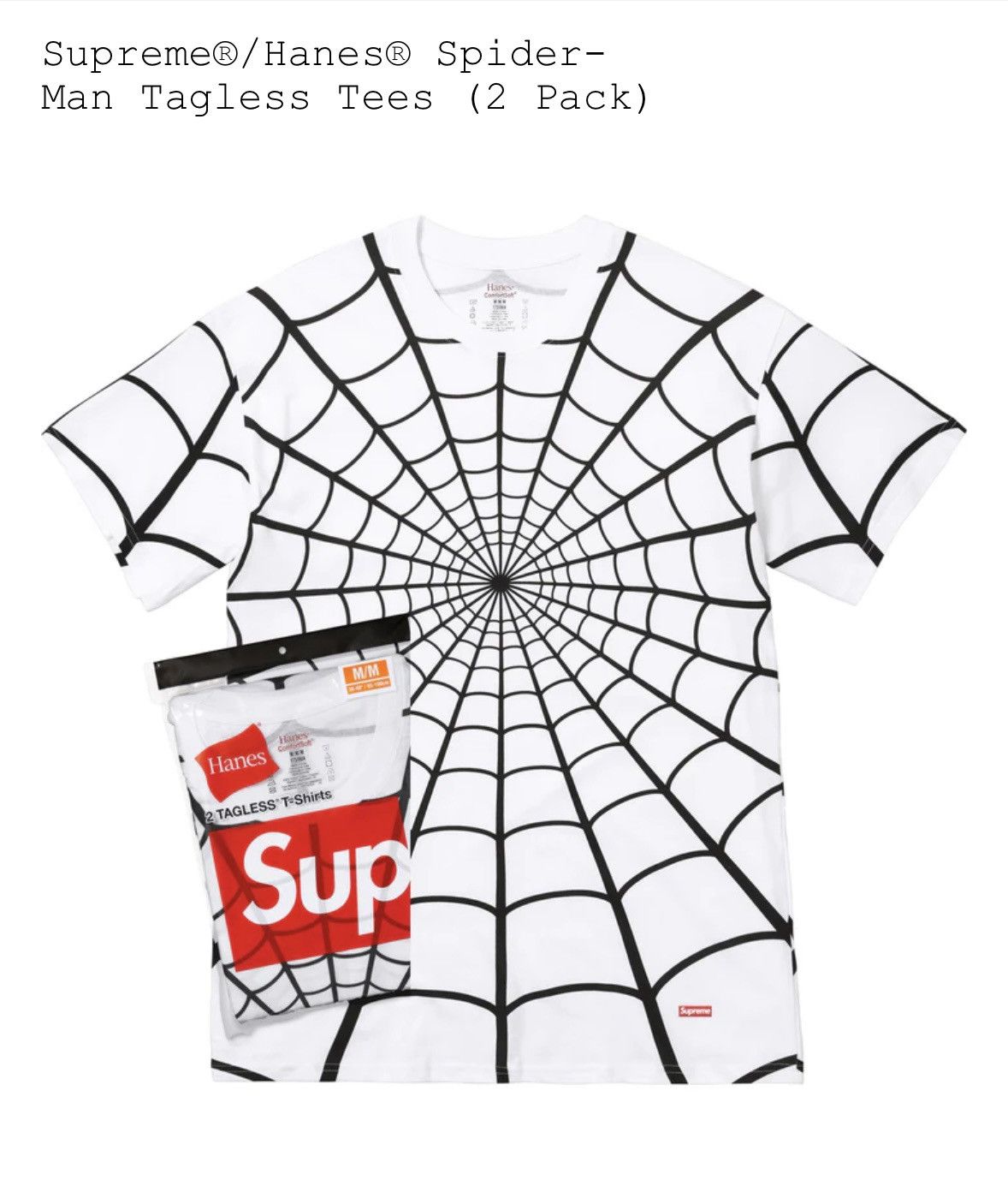 Hanes × Supreme Supreme x Hanes Spider-Man (2Pack) Tee White Size US L / EU 52-54 / 3 - 1 Thumbnail
