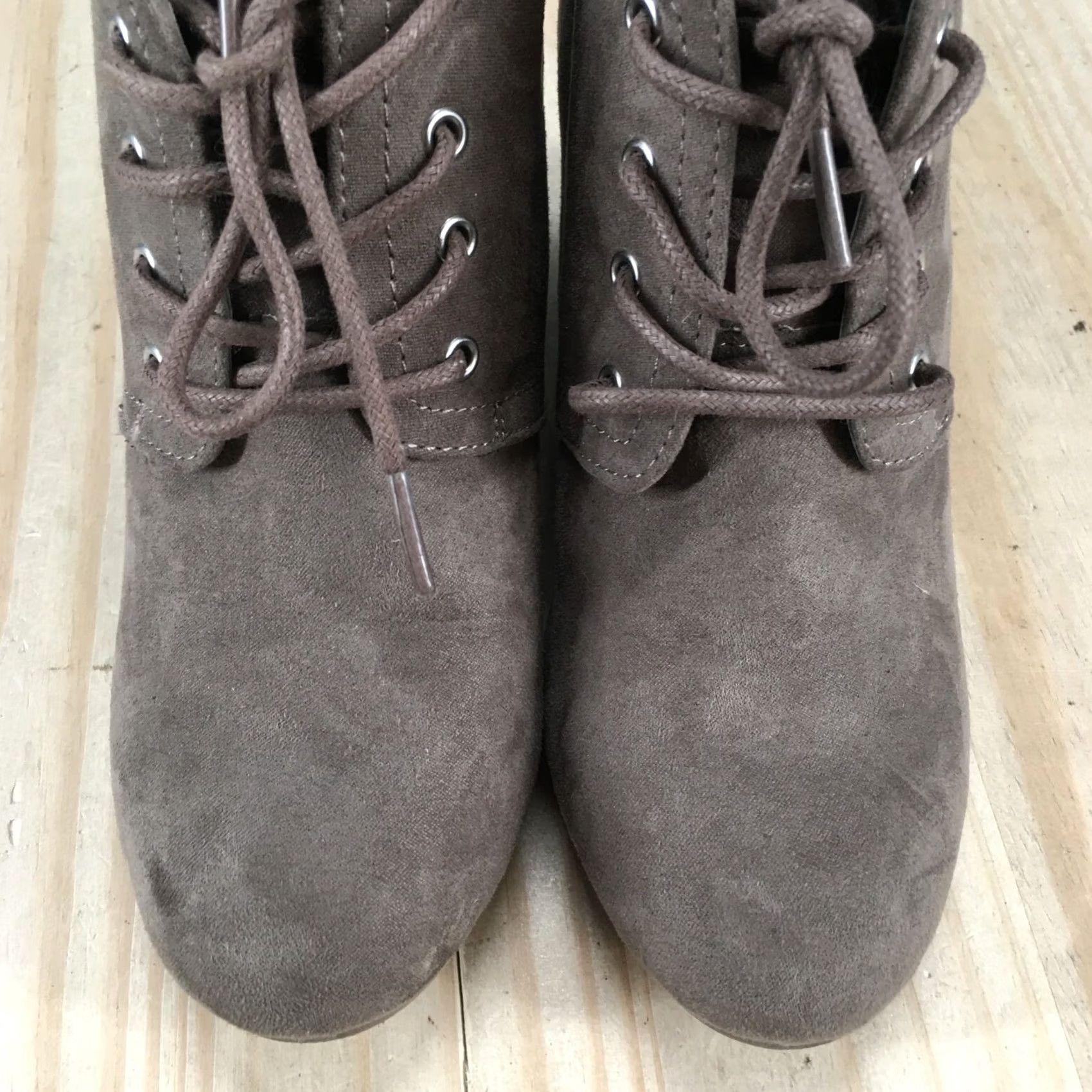 Vintage Arizona Boots Womens 6.5 M Larence Chukka Brown Faux Suede Wedge Lace Up Shoes Size US 7 / IT 37 - 6 Thumbnail
