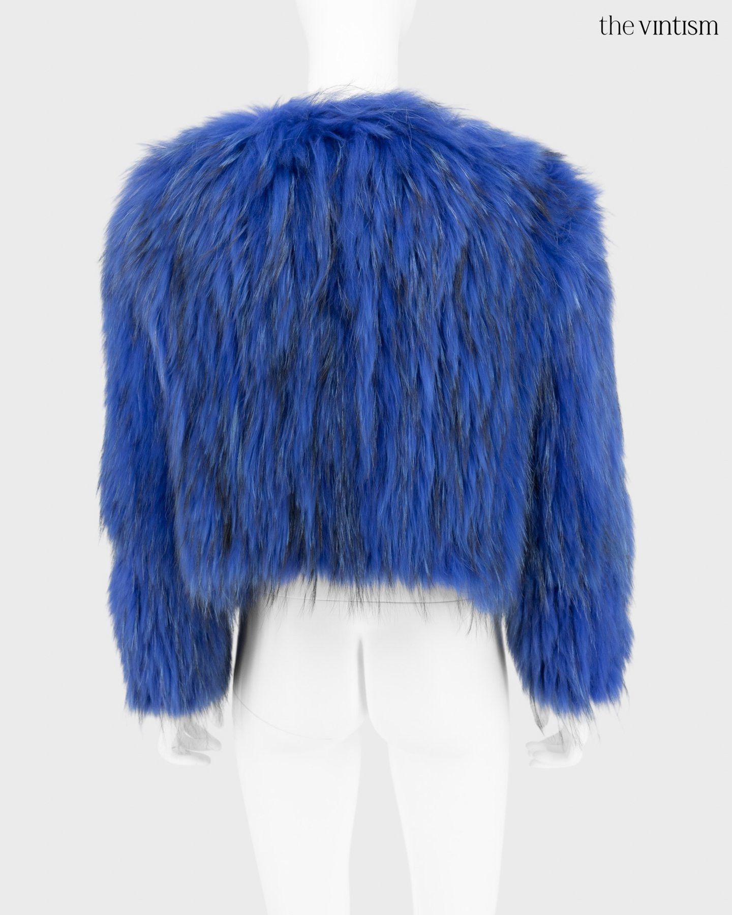 Saks Potts Saks Potts Electric Blue Real Raccoon Fur Cropped Jacket S/M Size S / US 4 / IT 40 - 7 Thumbnail