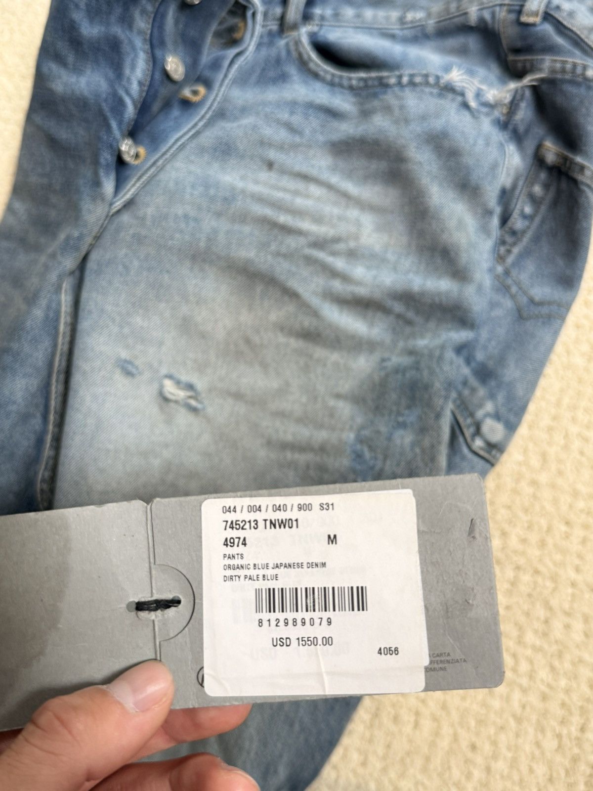 Balenciaga Balenciaga Organic Blue Japanese Denim Dirty Pale Blue Size US 34 / EU 50 - 12 Thumbnail