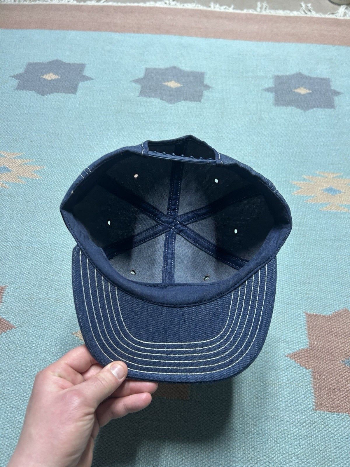 Vintage Vtg 80 snapback hat denim stabilized nitrogen patch made USA Size ONE SIZE - 5 Thumbnail