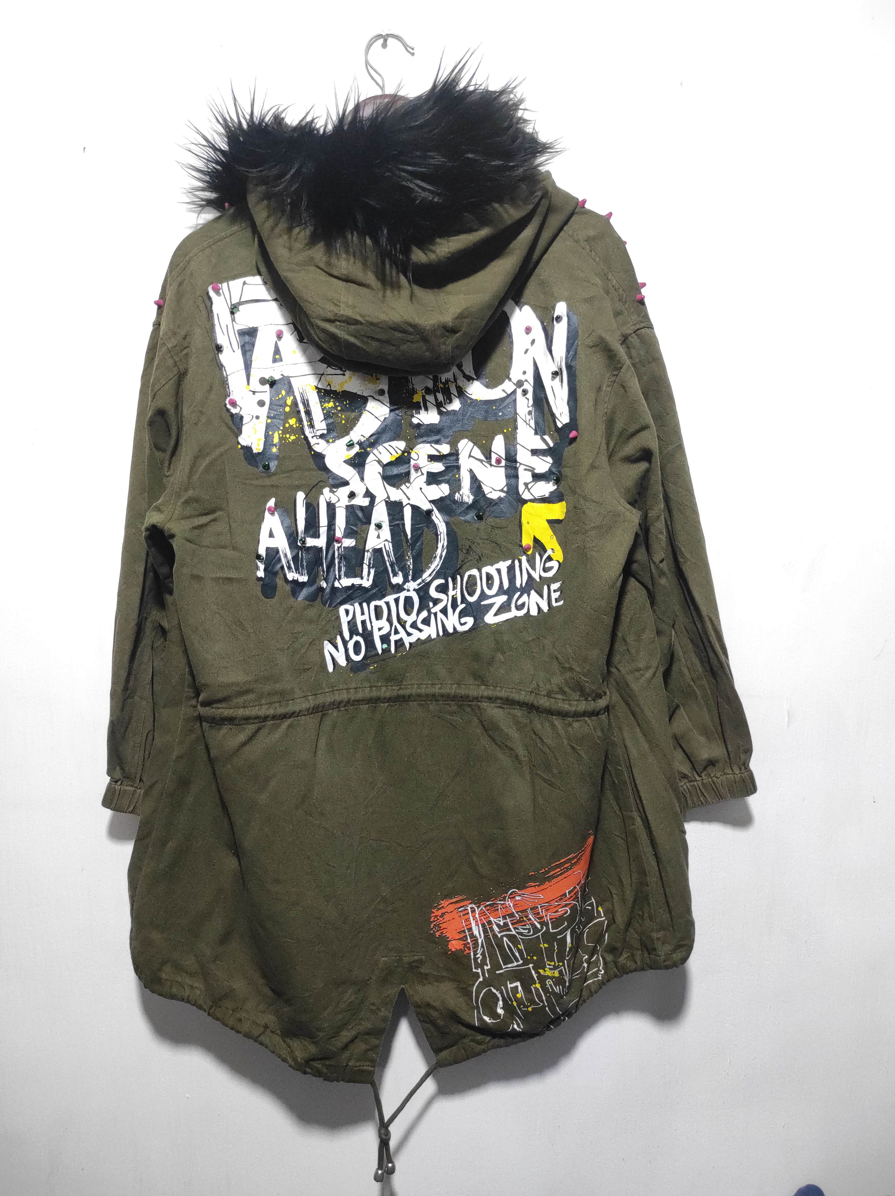 14th Addiction Zara Denim Studded Zip Fur Hoodie Jacket Lgb Style Size US M / EU 48-50 / 2 - 15 Thumbnail