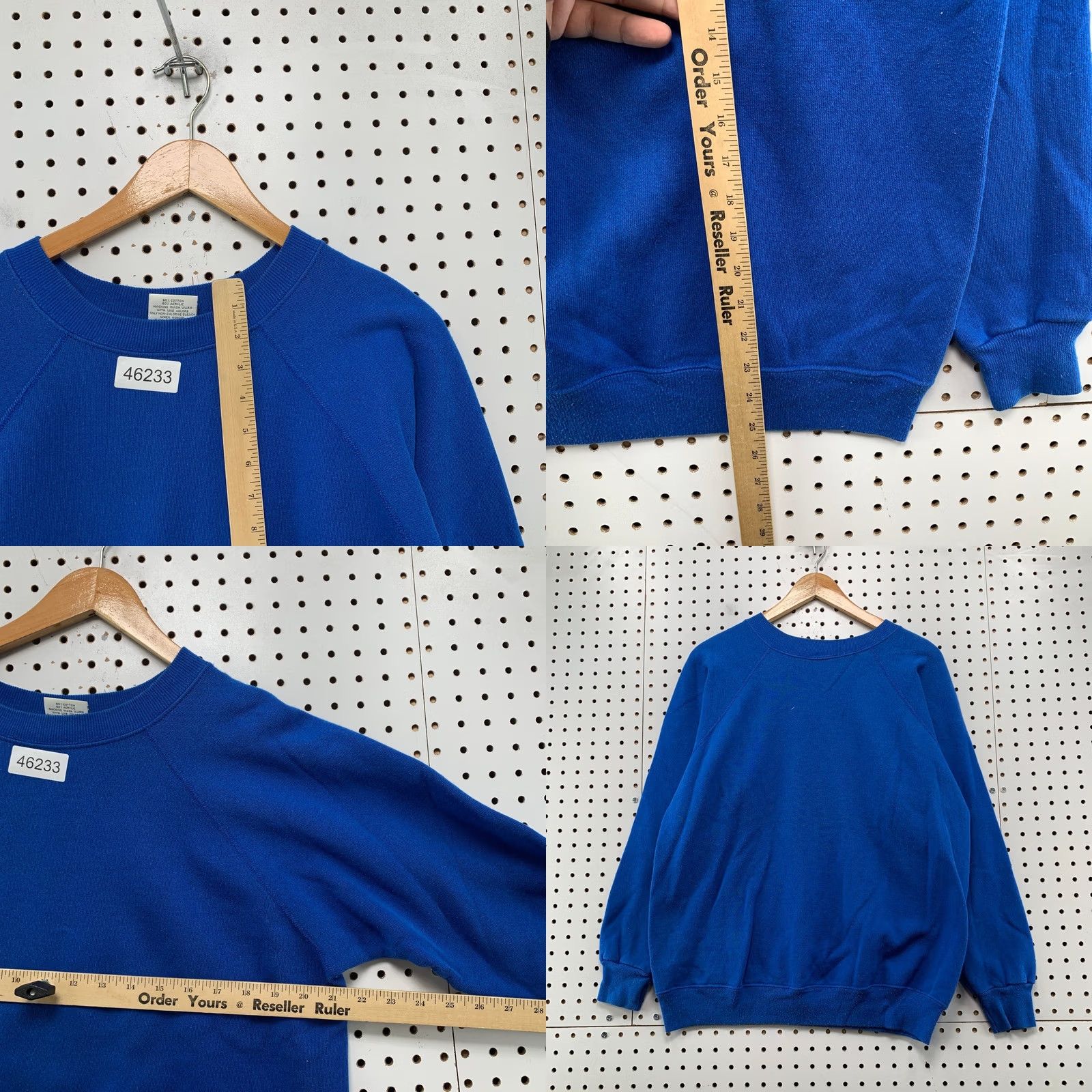 Hanes VINTAGE Hanes Sweatshirt Large Royal Blue Raglan Long Sleeve Fleece USA Mens 80s Size US L / EU 52-54 / 3 - 8 Thumbnail