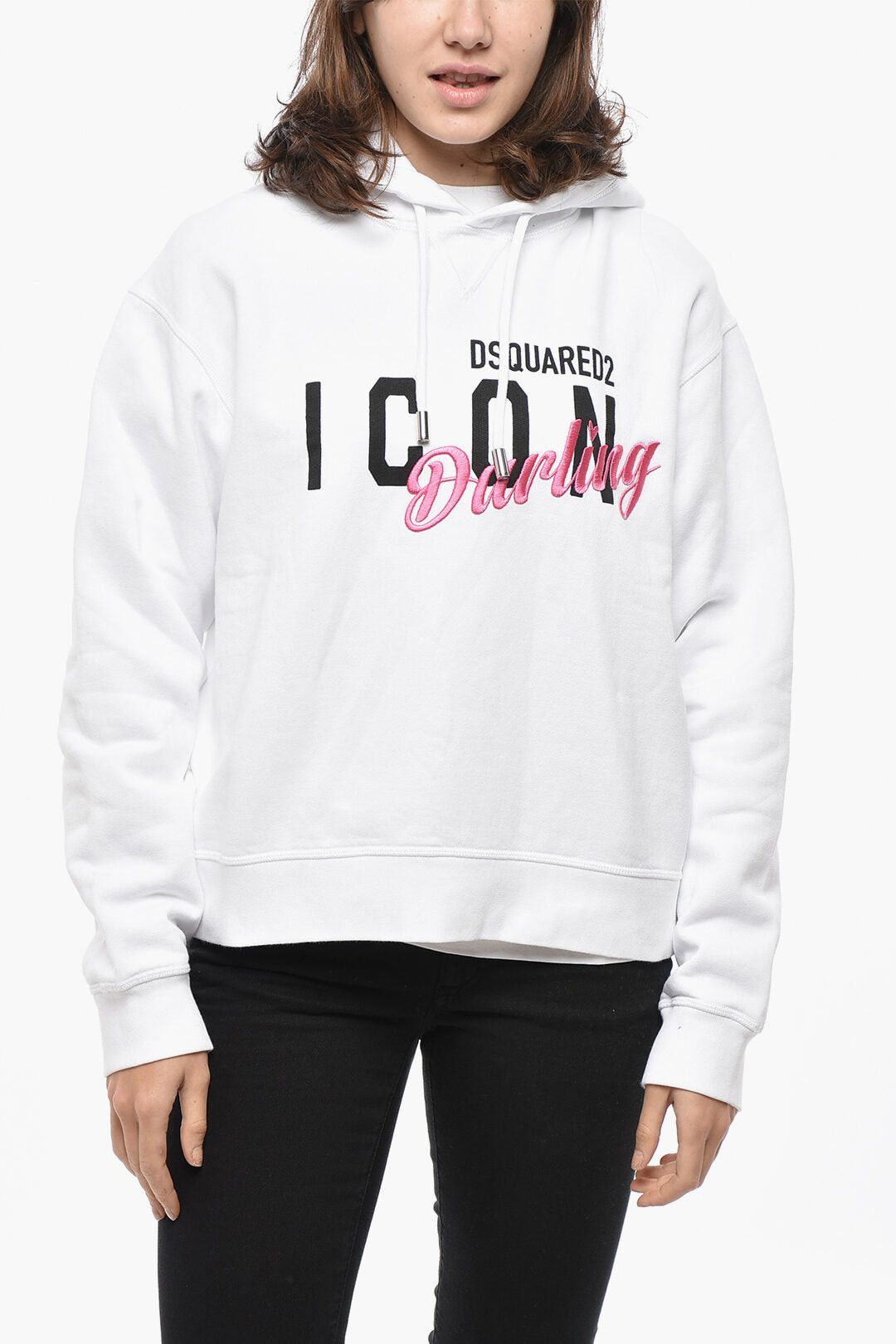 Dsquared2 Garment-Dyed Cotton Hoodie D2 DARLING with Print and Embroidery Size XS / US 0-2 / IT 36-38 - 1 Thumbnail