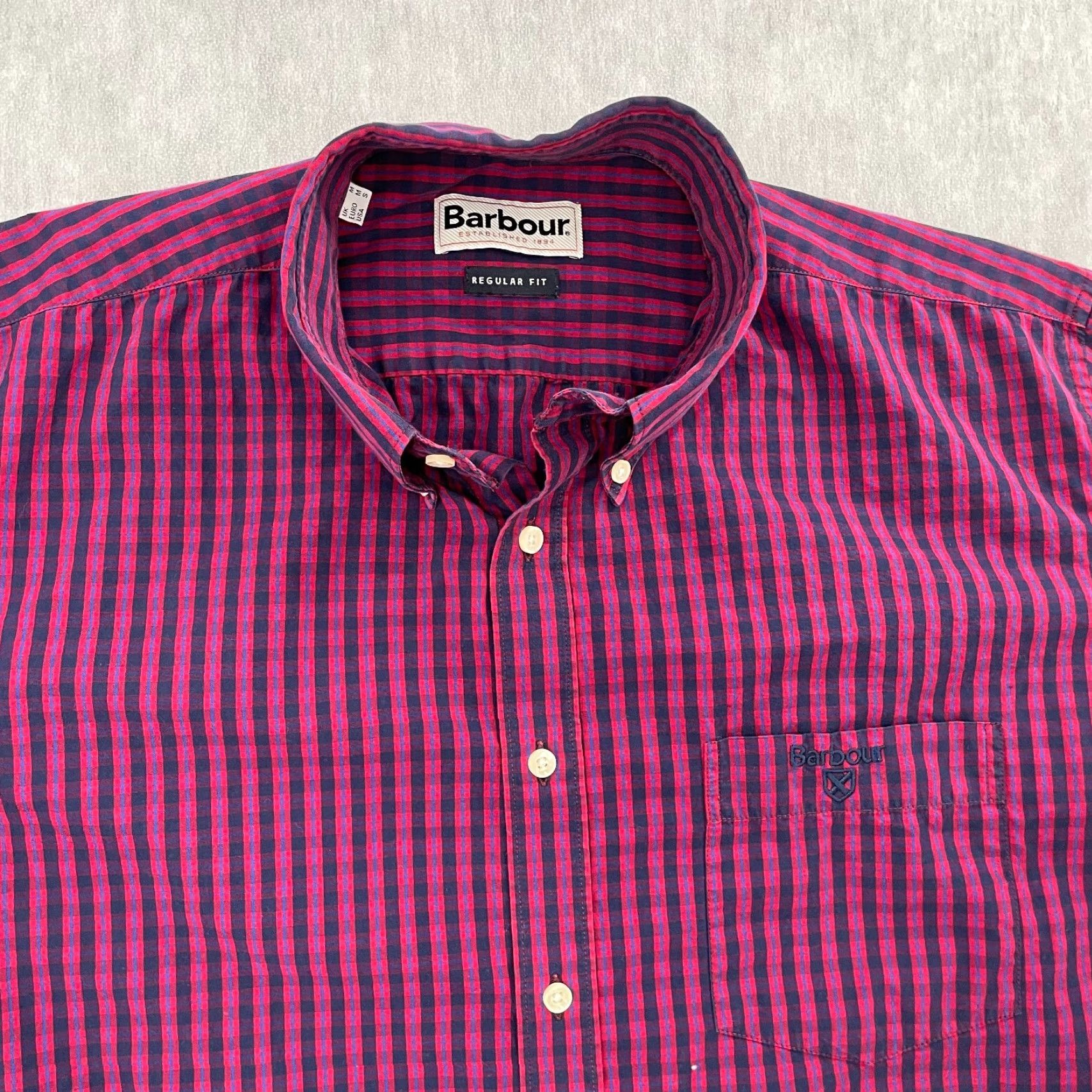 Barbour Barbour Check Button-Up Shirt Adult Small Red Blue Mens S Casual Lightweight Size US S / EU 44-46 / 1 - 3 Thumbnail