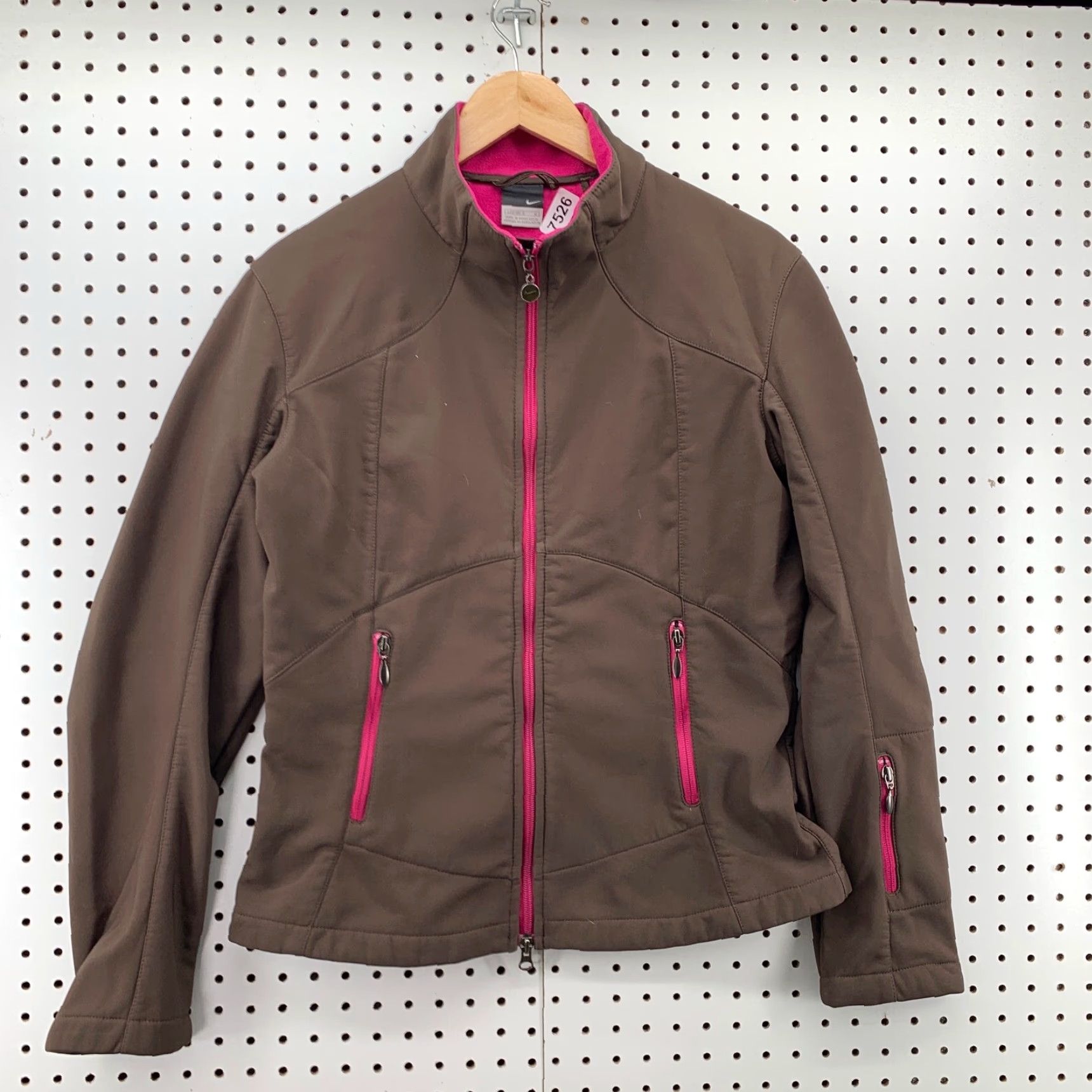 Nike VINTAGE NIKE Windbreaker Jacket Womens L Brown Pink Fleece Lined Full Zip All Seasons USA Womens Size L / US 10 / IT 46 - 3 Thumbnail