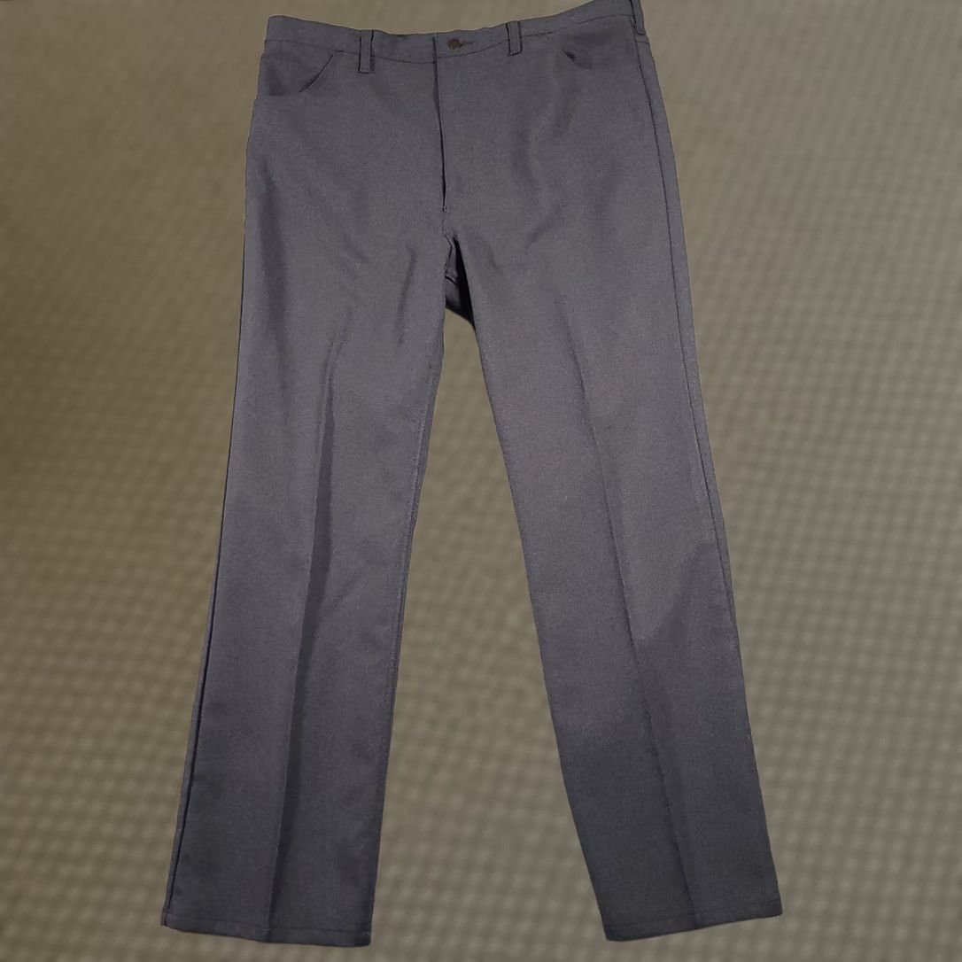 Wrangler VINTAGE Wrangler Pants Dress Slacks Mens 42X34 Gray USA Made Straight Denim? Polyester Dress Pants 40X33 80s USA Cowboy Men Size US 42 / EU 58 - 1 Thumbnail