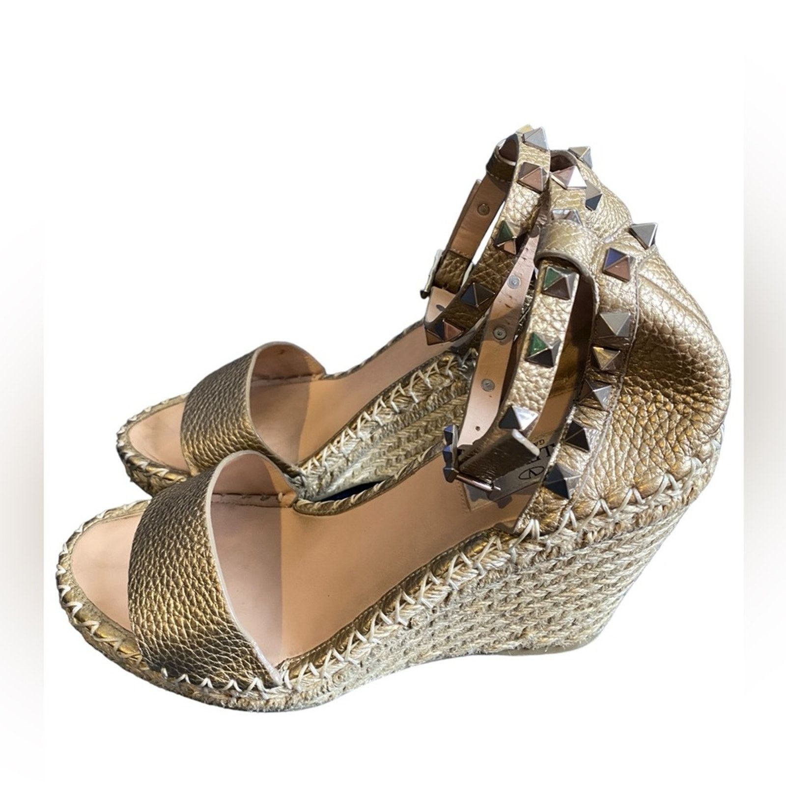 Valentino Valentino Pyramid Studded Espadrille Wedge Heel Sandals 37 Size US 7 / IT 37 - 2 Thumbnail