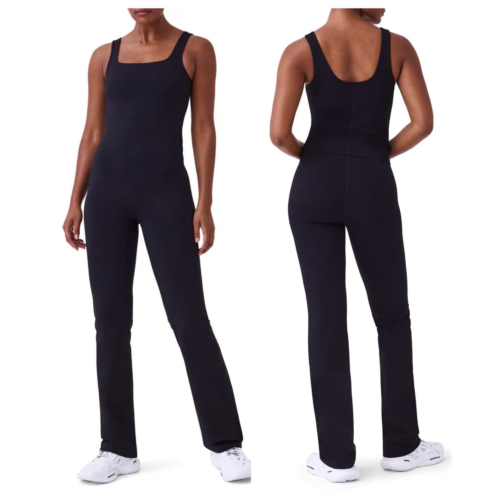 image of Spanx Booty Boost Flare Jumpsuit Size Xs in Black, Women's