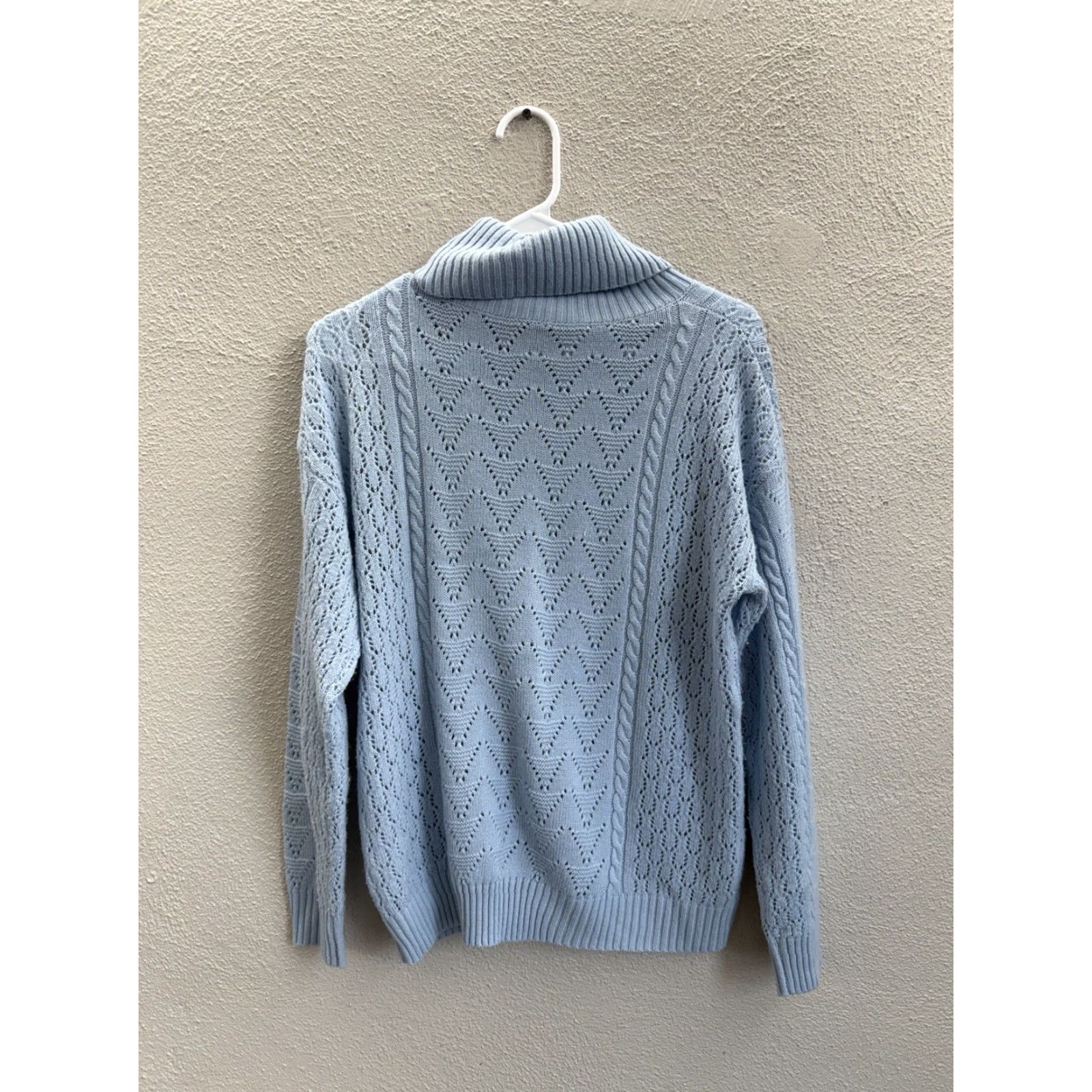 Vintage Unbranded Womens Sweater Size Large Blue Open Knit Long Sleeve Turtleneck Size L / US 10 / IT 46 - 6 Thumbnail