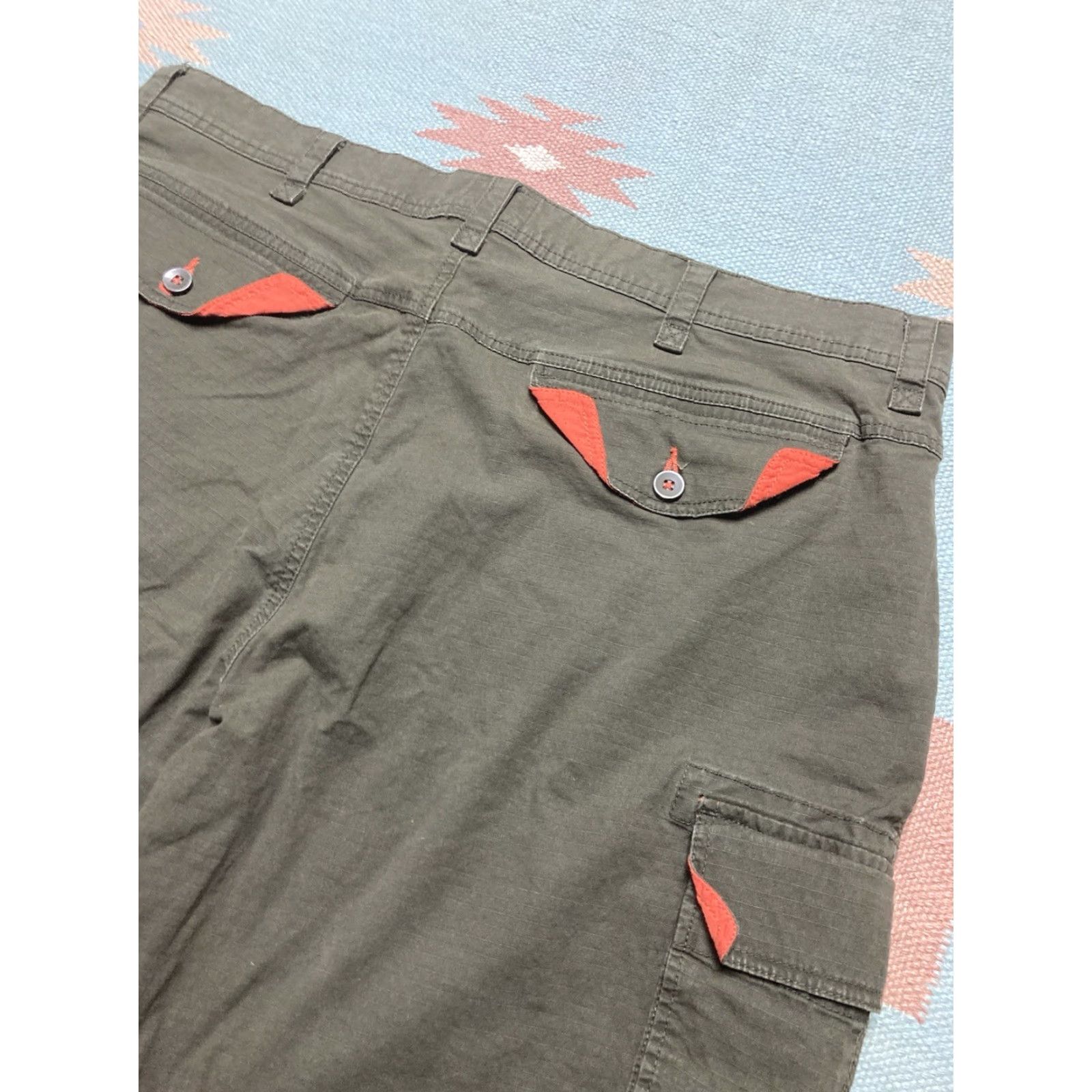 Vintage St. John’s Bay Cargo Shorts Ripstop Dark Green Hi Vis Orange Utility Men’s 42 Size US 42 / EU 58 - 6 Thumbnail