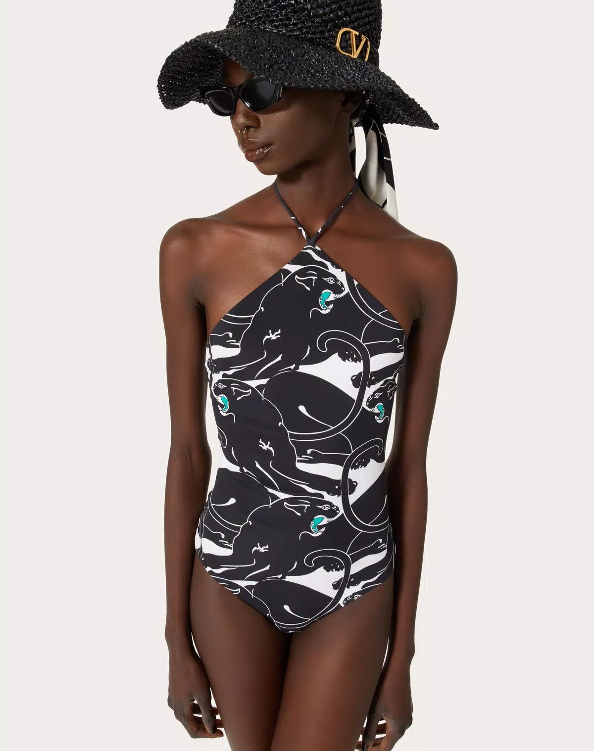 Valentino o1s1wg110625 Panther Lycra Swimsuit in Black Size XL / US 12-14 / IT 48-50 - 6 Thumbnail