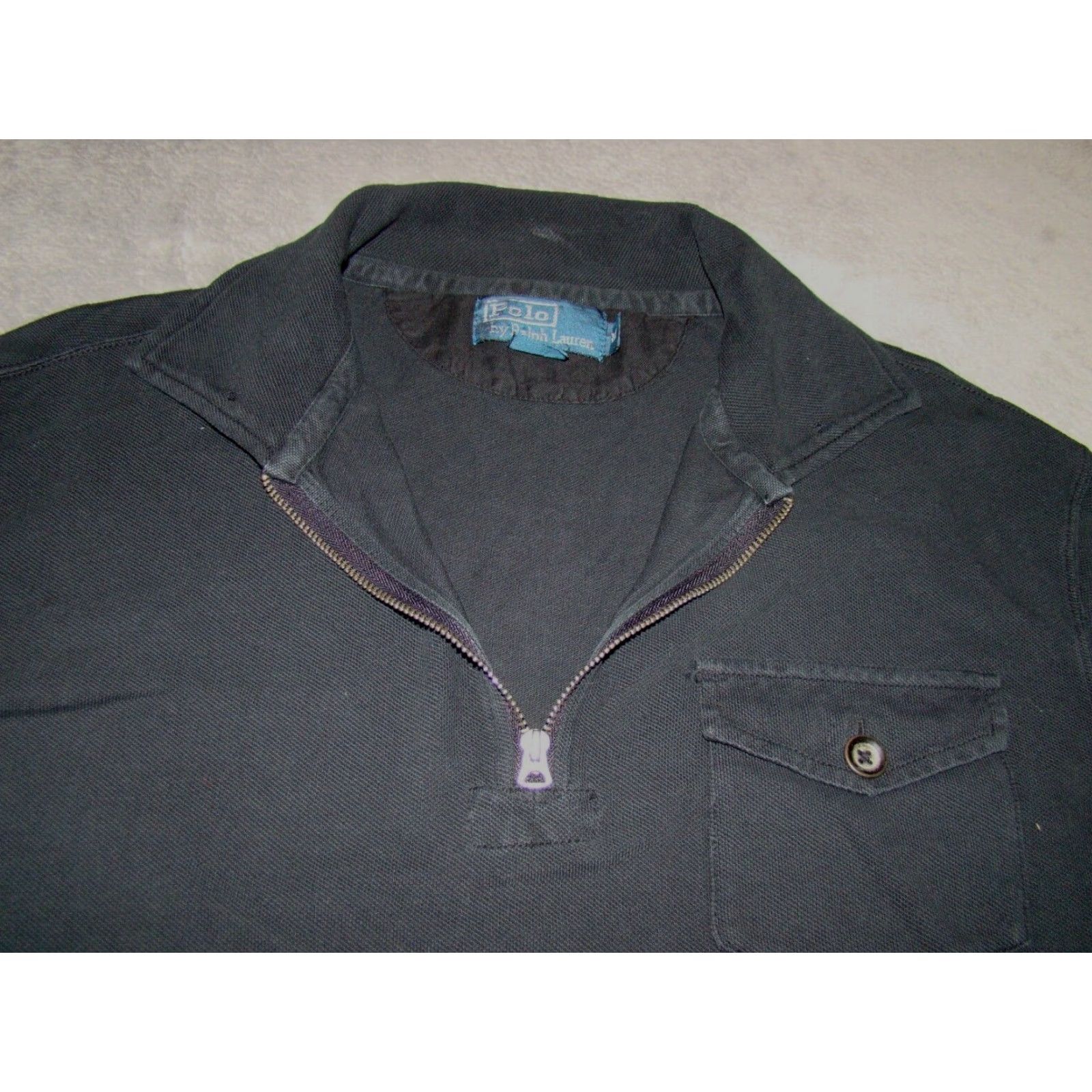 Polo Ralph Lauren VINTAGE Polo Ralph Lauren Shirt Mens M Black 1/4 Zip Long Sleeve Pocket Banded Size US M / EU 48-50 / 2 - 5 Thumbnail