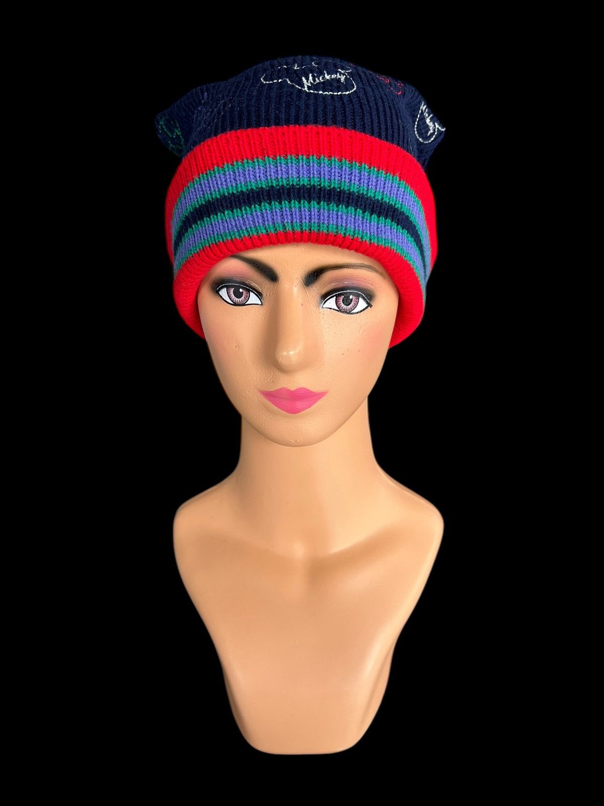 Japanese Brand × Kapital × Vintage Vintage Mickey Horn Devil Knitt Beanie Hats Size ONE SIZE - 4 Thumbnail
